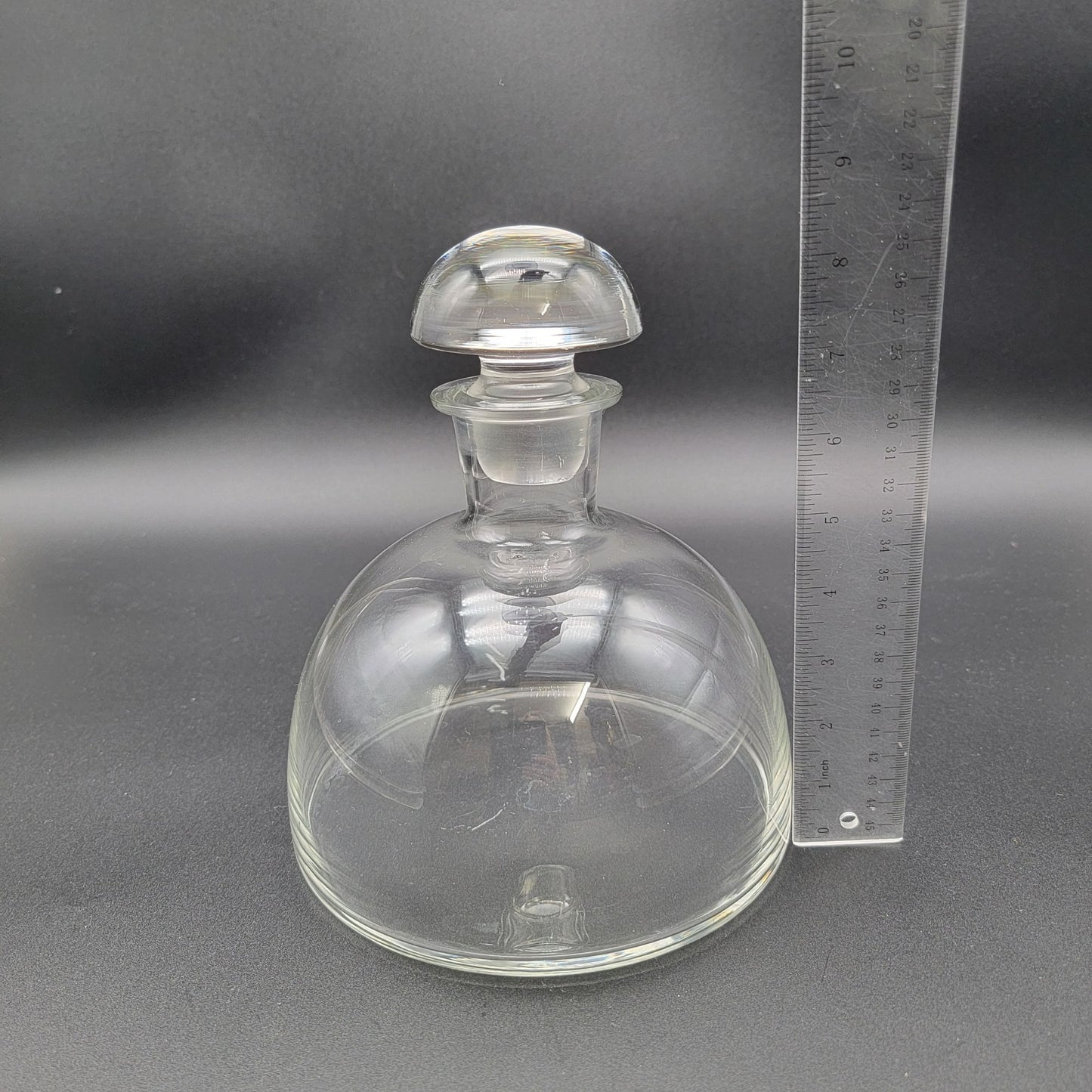 Vintage Mushroom Shaped Clear Glass Decanter With Stopper
