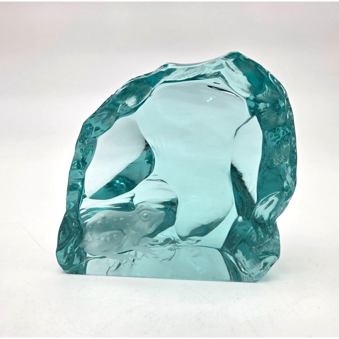 Hovmantorp Sweden Iceberg Glass Sculpture Frog Design By R Strand & L Borison