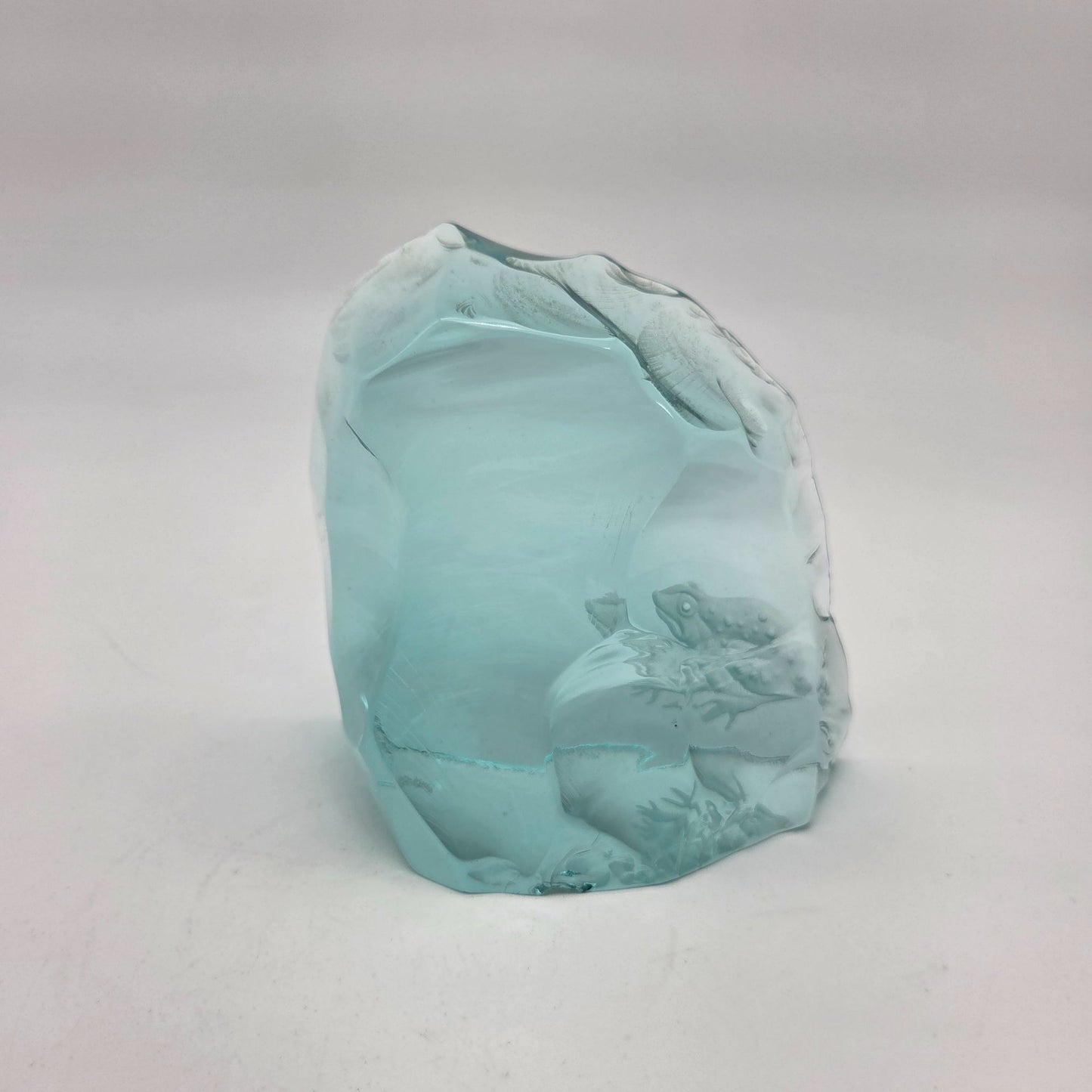 Hovmantorp Sweden Iceberg Glass Sculpture Frog Design By R Strand & L Borison