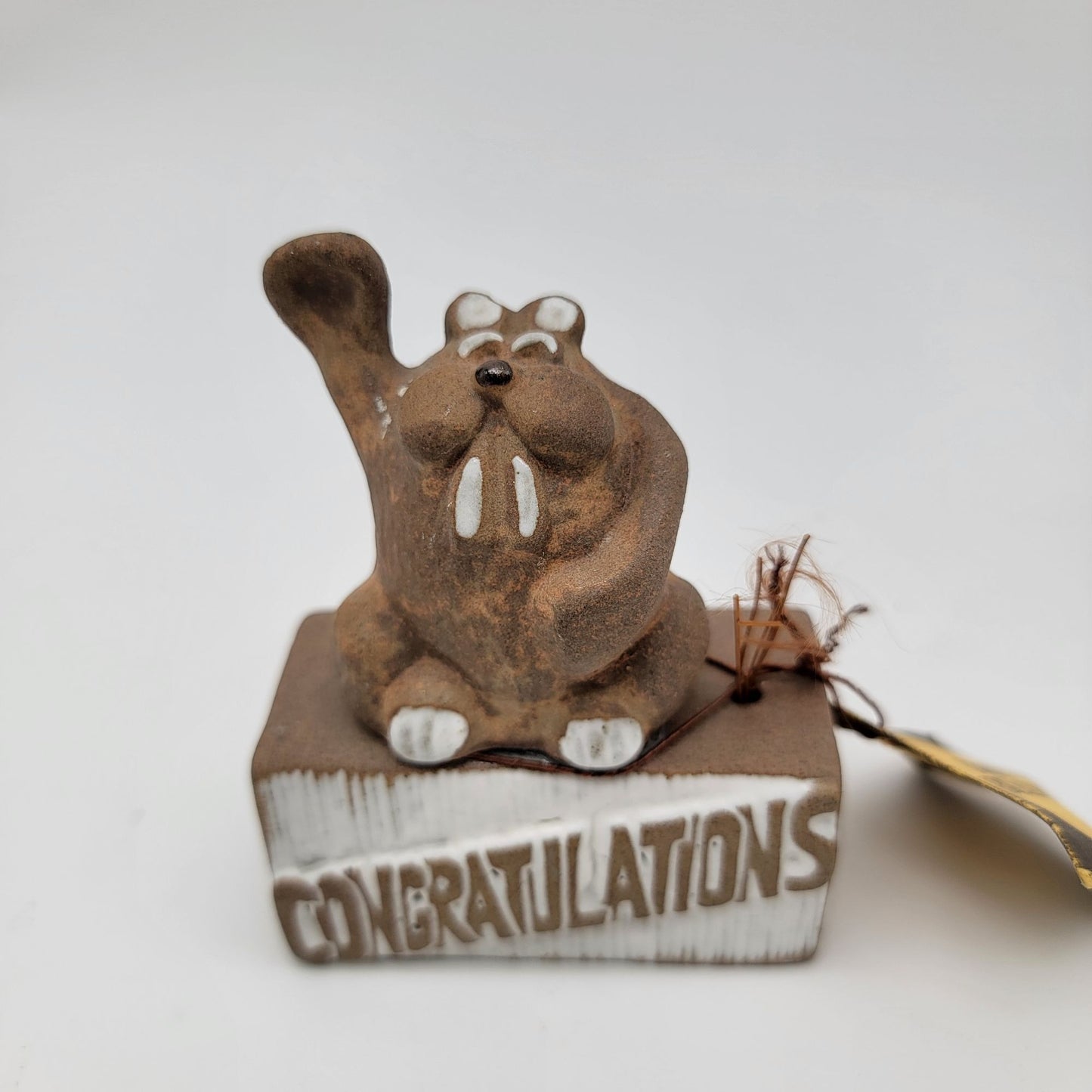 The Clay Menagerie By Pottery Craft "Igor Beaver" Congratulations Vintage Sculpture