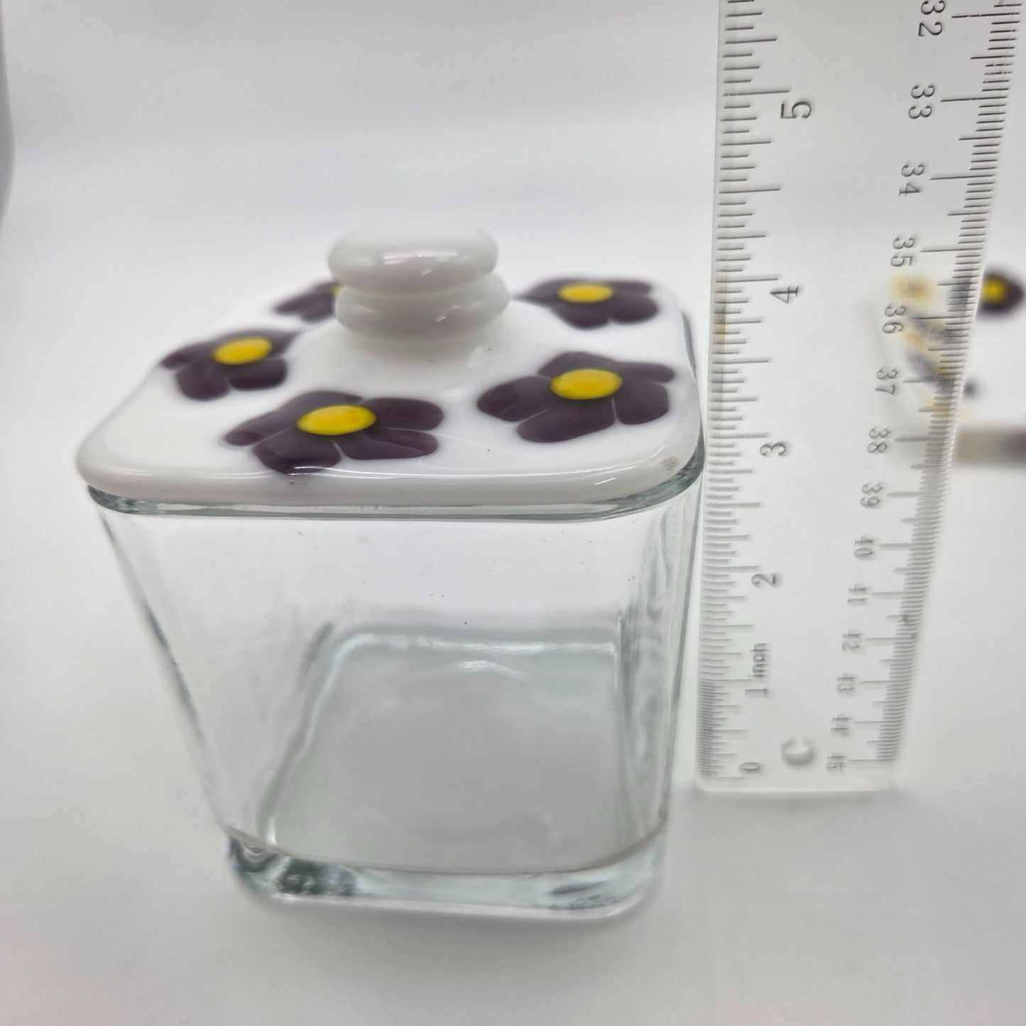 Fused Glass Bathroom Dresser Set Purple Orange Daisy