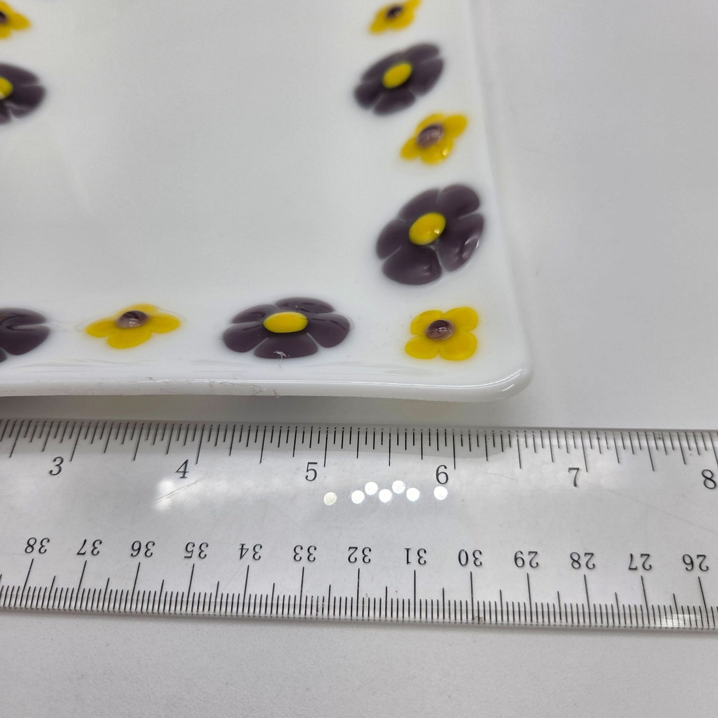 Fused Glass Bathroom Dresser Set Purple Orange Daisy
