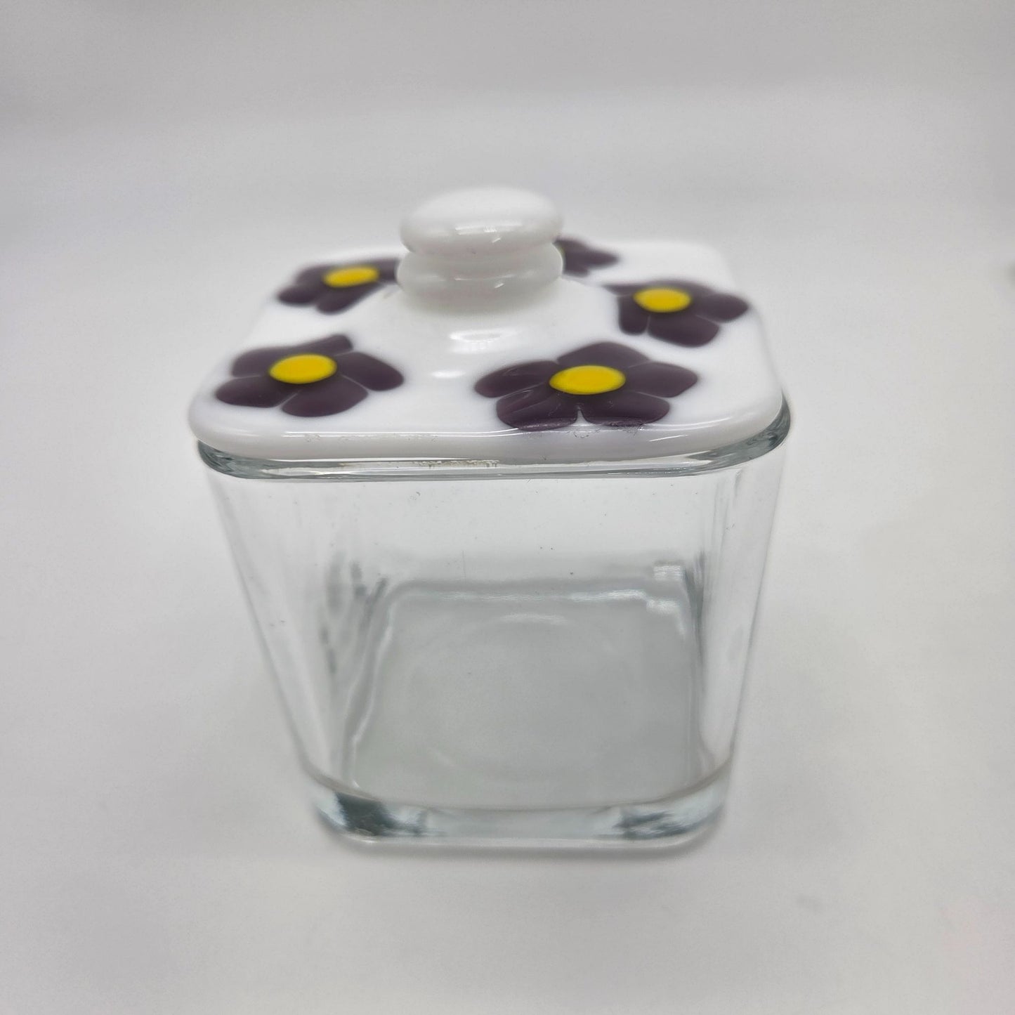 Fused Glass Bathroom Dresser Set Purple Orange Daisy