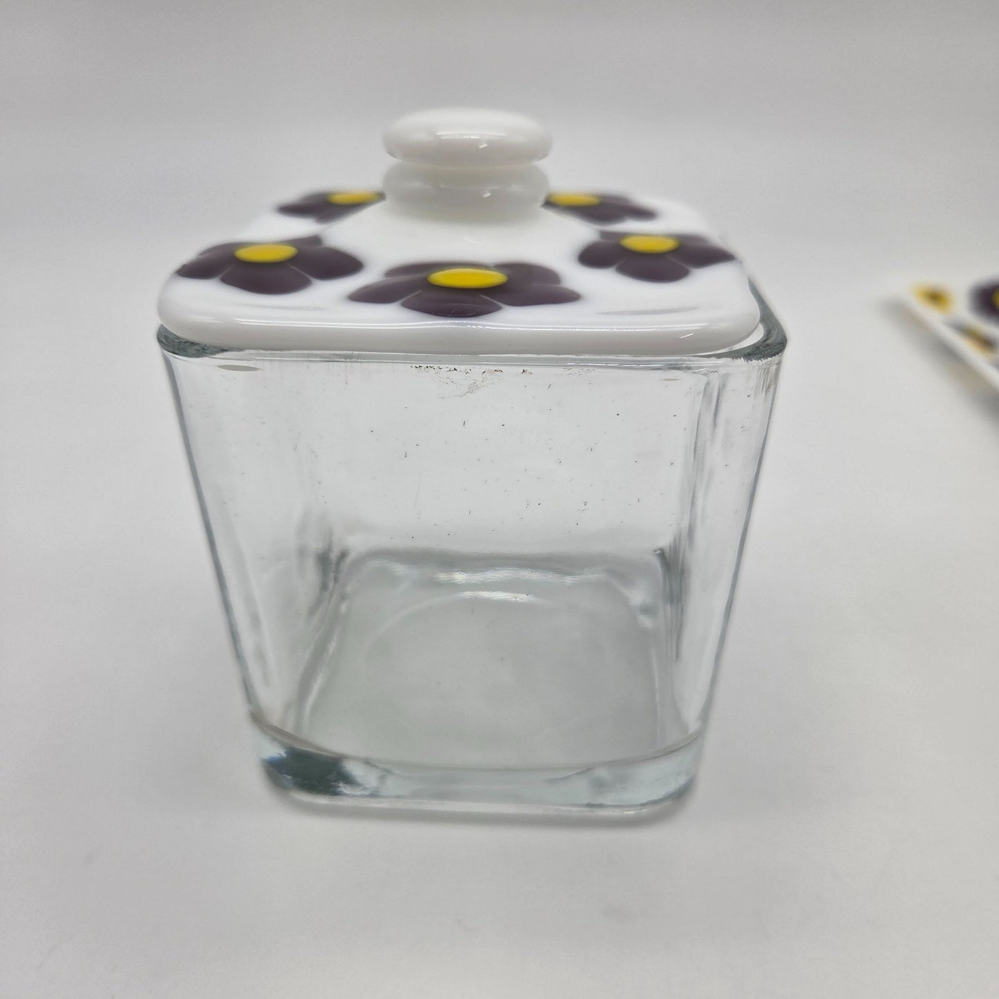 Fused Glass Bathroom Dresser Set Purple Orange Daisy