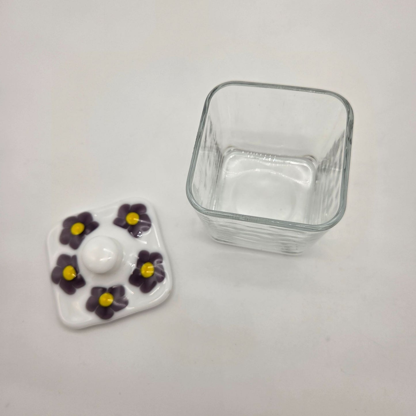 Fused Glass Bathroom Dresser Set Purple Orange Daisy