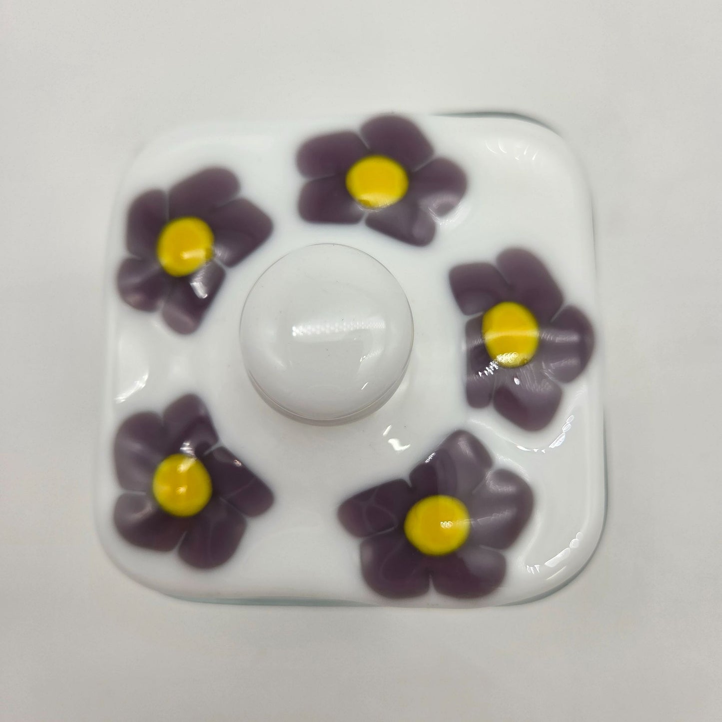 Fused Glass Bathroom Dresser Set Purple Orange Daisy