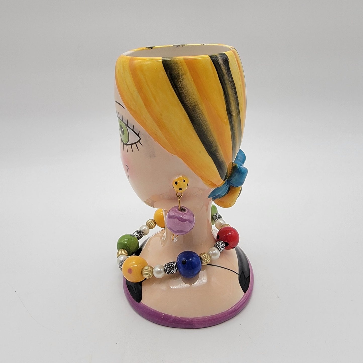 Whimsical Sugar High Social Lady Head Vase By Babs Keller