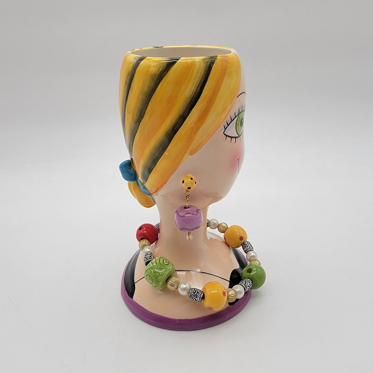Whimsical Sugar High Social Lady Head Vase By Babs Keller