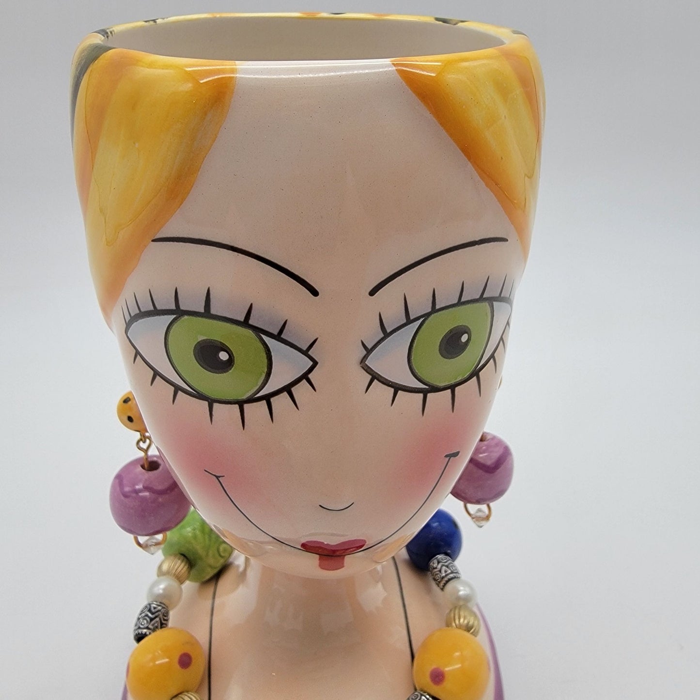 Whimsical Sugar High Social Lady Head Vase By Babs Keller