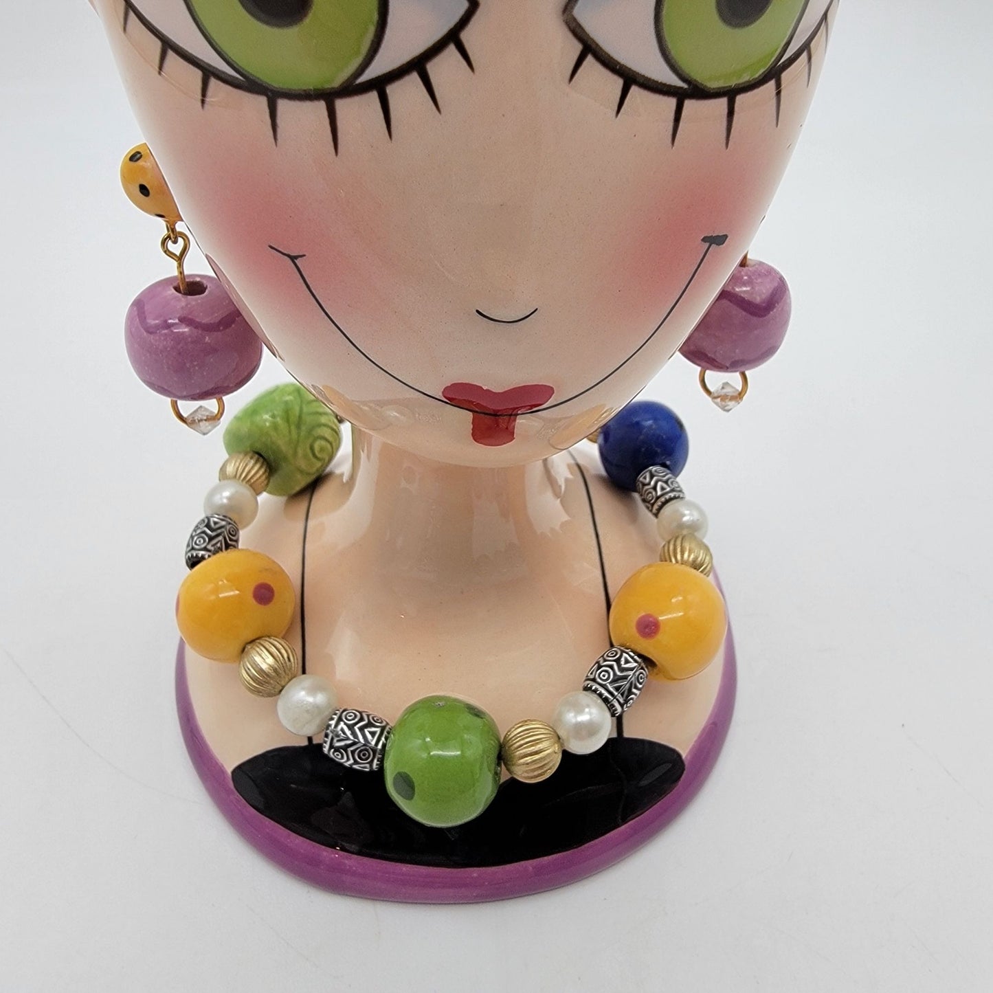 Whimsical Sugar High Social Lady Head Vase By Babs Keller