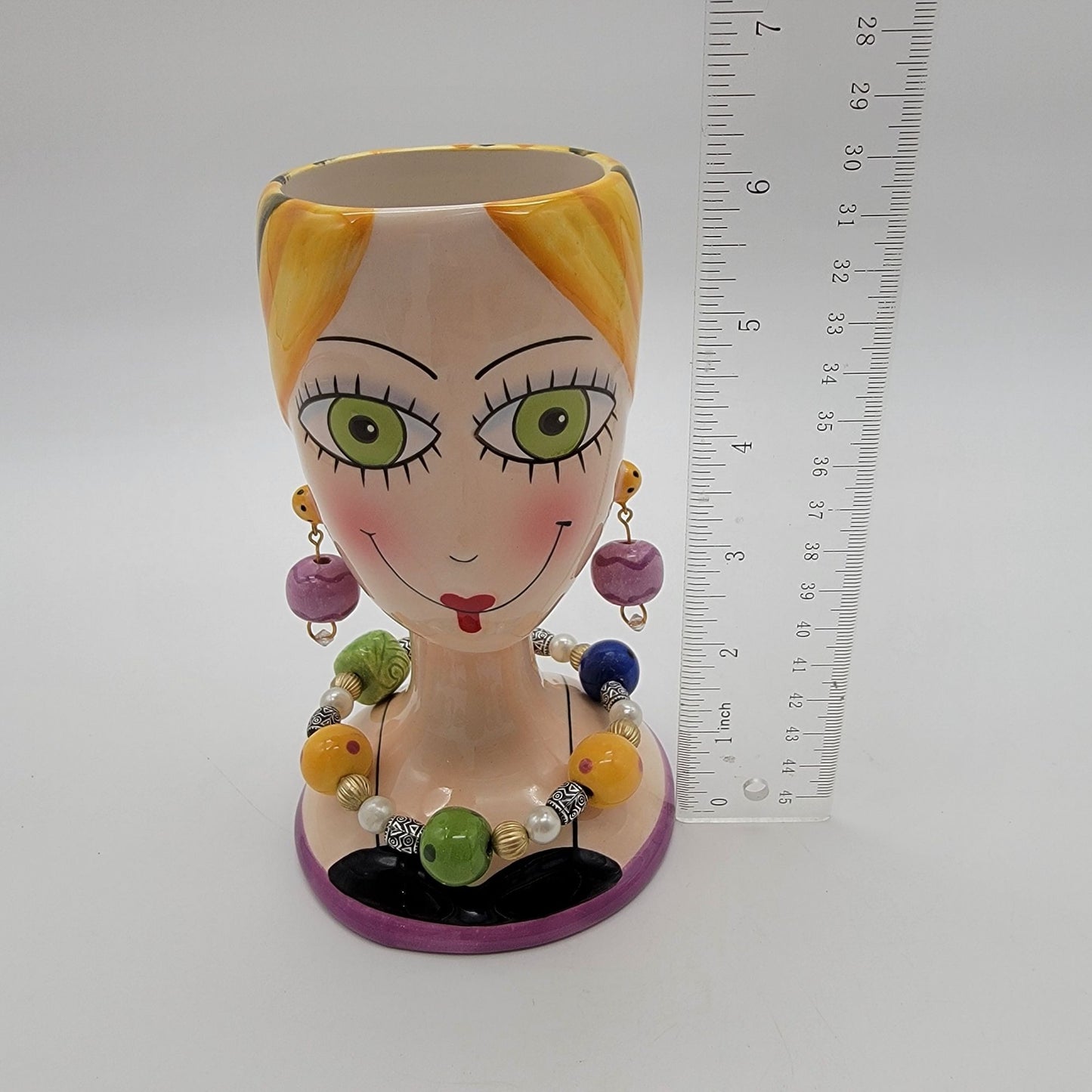 Whimsical Sugar High Social Lady Head Vase By Babs Keller