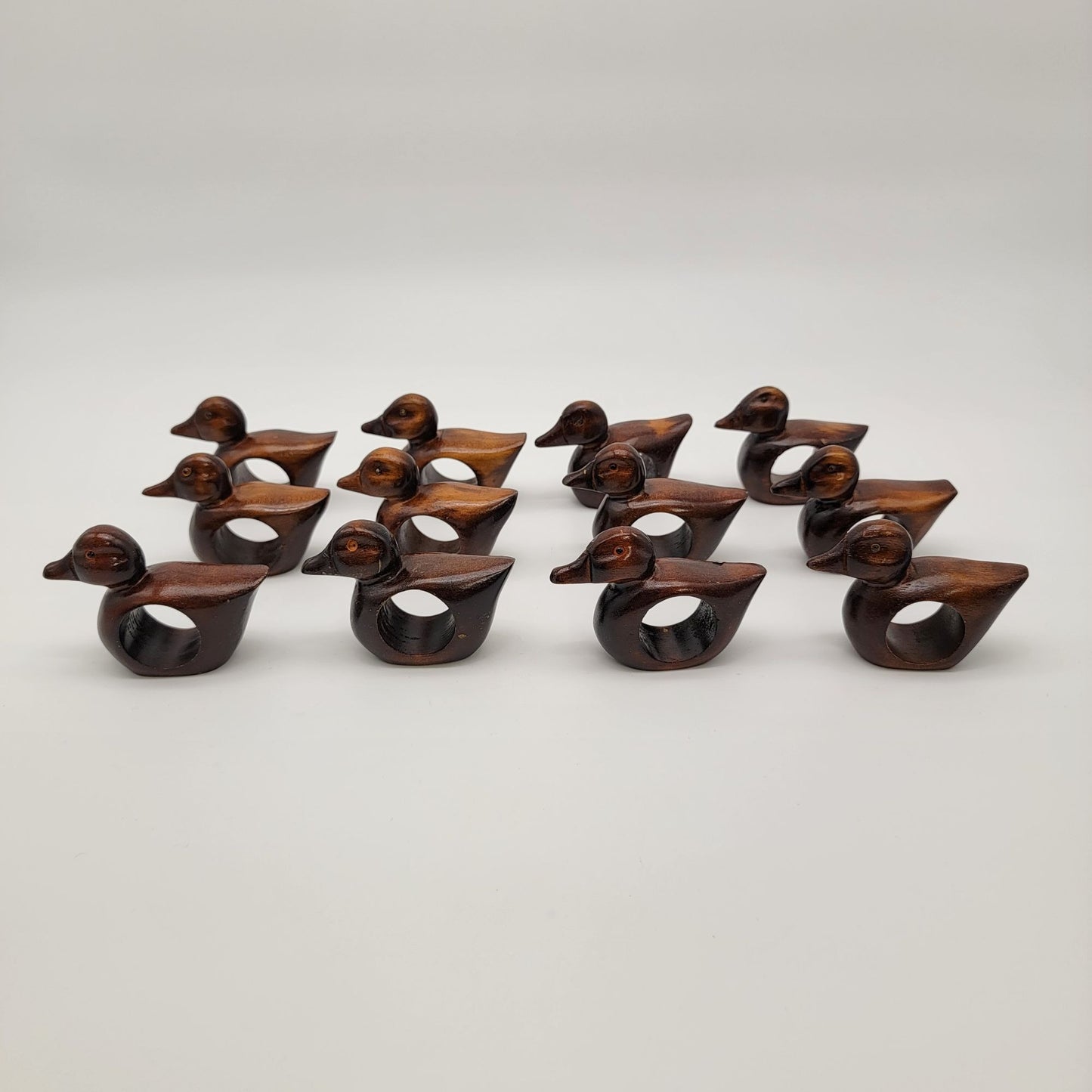 Vintage Wooden Duck Napkin Rings Set Of 12