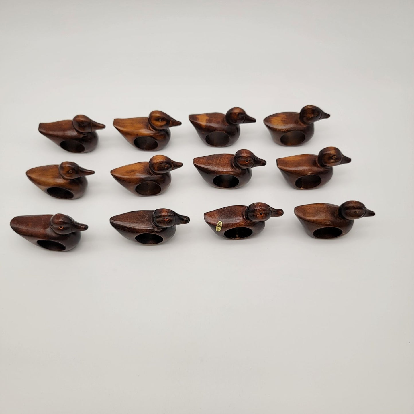 Vintage Wooden Duck Napkin Rings Set Of 12