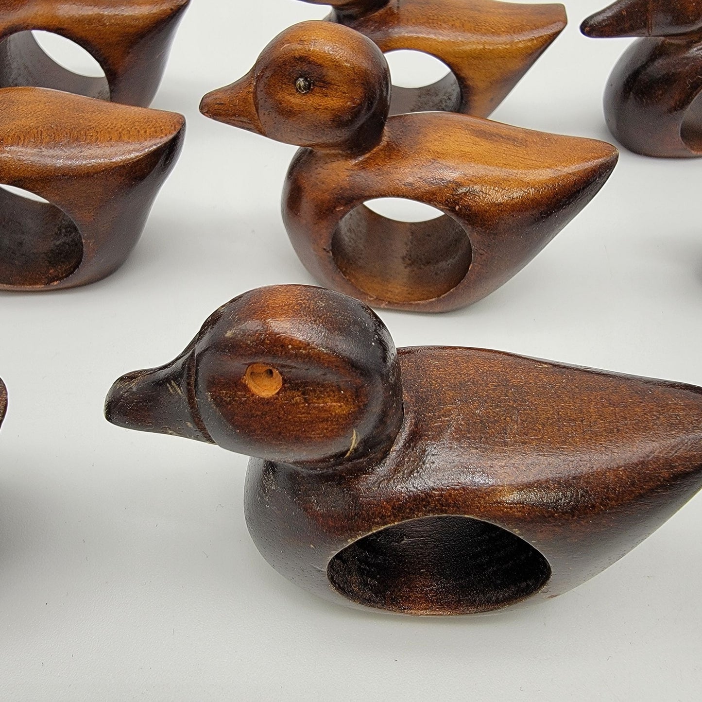 Vintage Wooden Duck Napkin Rings Set Of 12