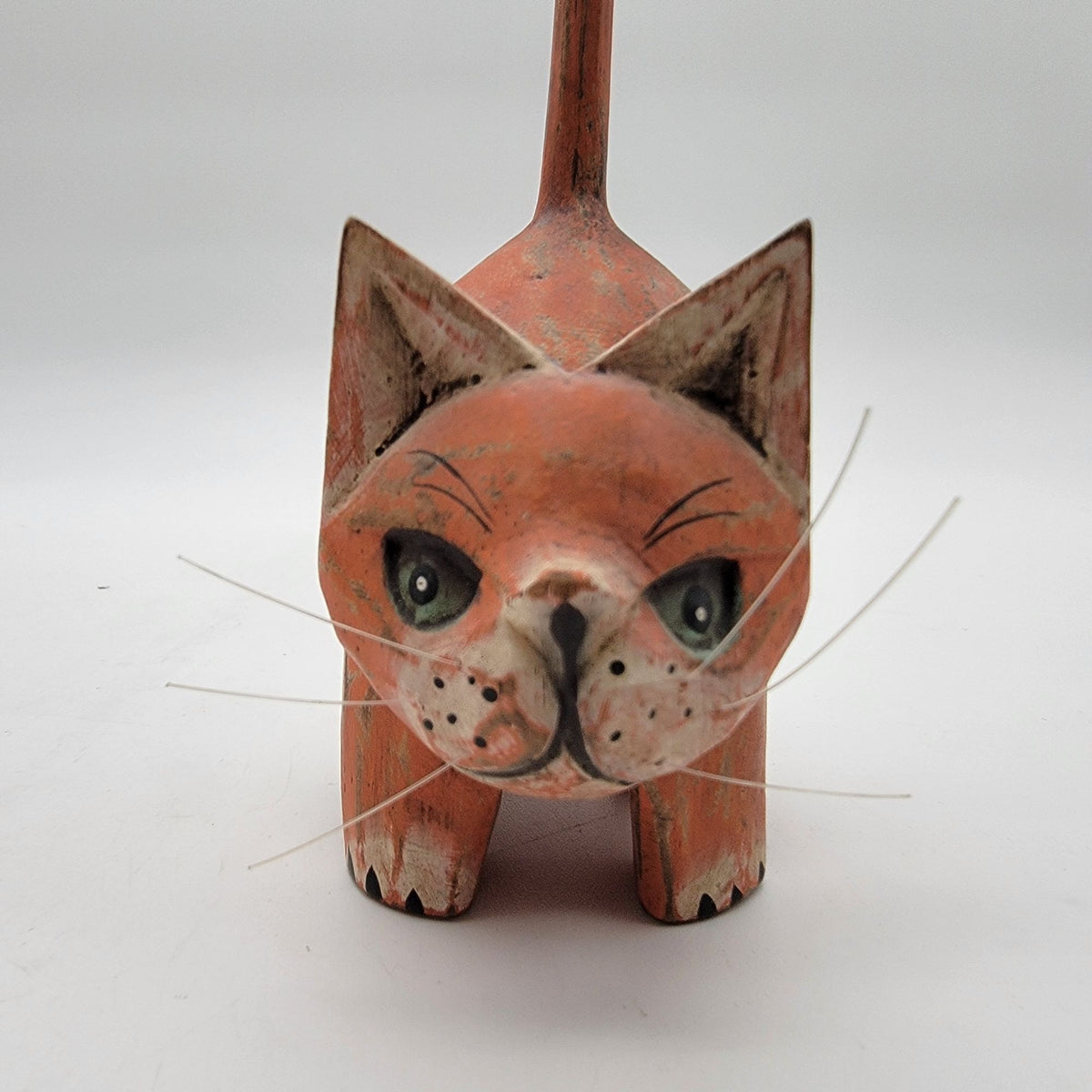 Vintage Folk Art Wood Cat Figurine