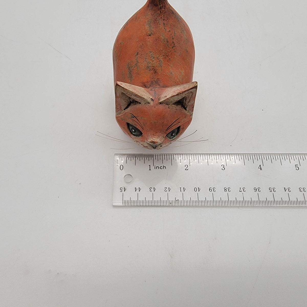 Vintage Folk Art Wood Cat Figurine