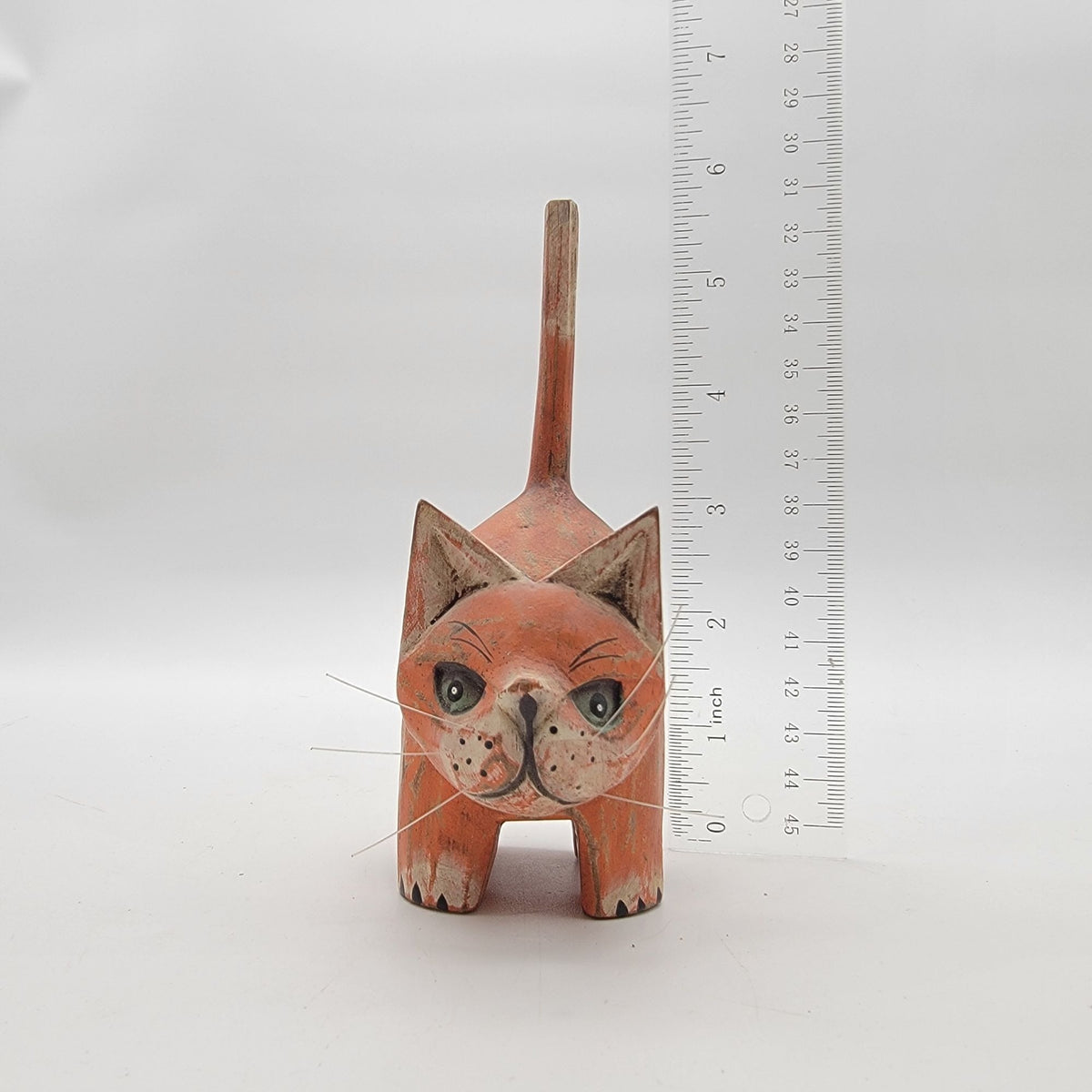 Vintage Folk Art Wood Cat Figurine