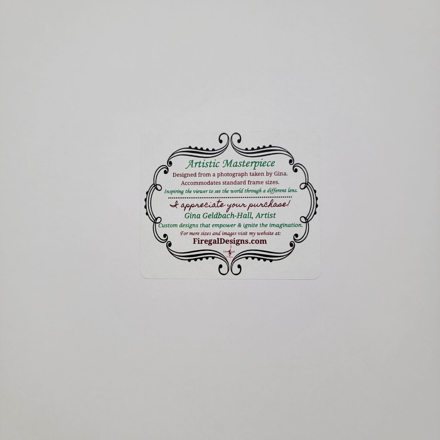 2021 "Smoky Veils" By Gina Geldbach-Hall 16x20" Wall Art Print With COA Firegal Designs