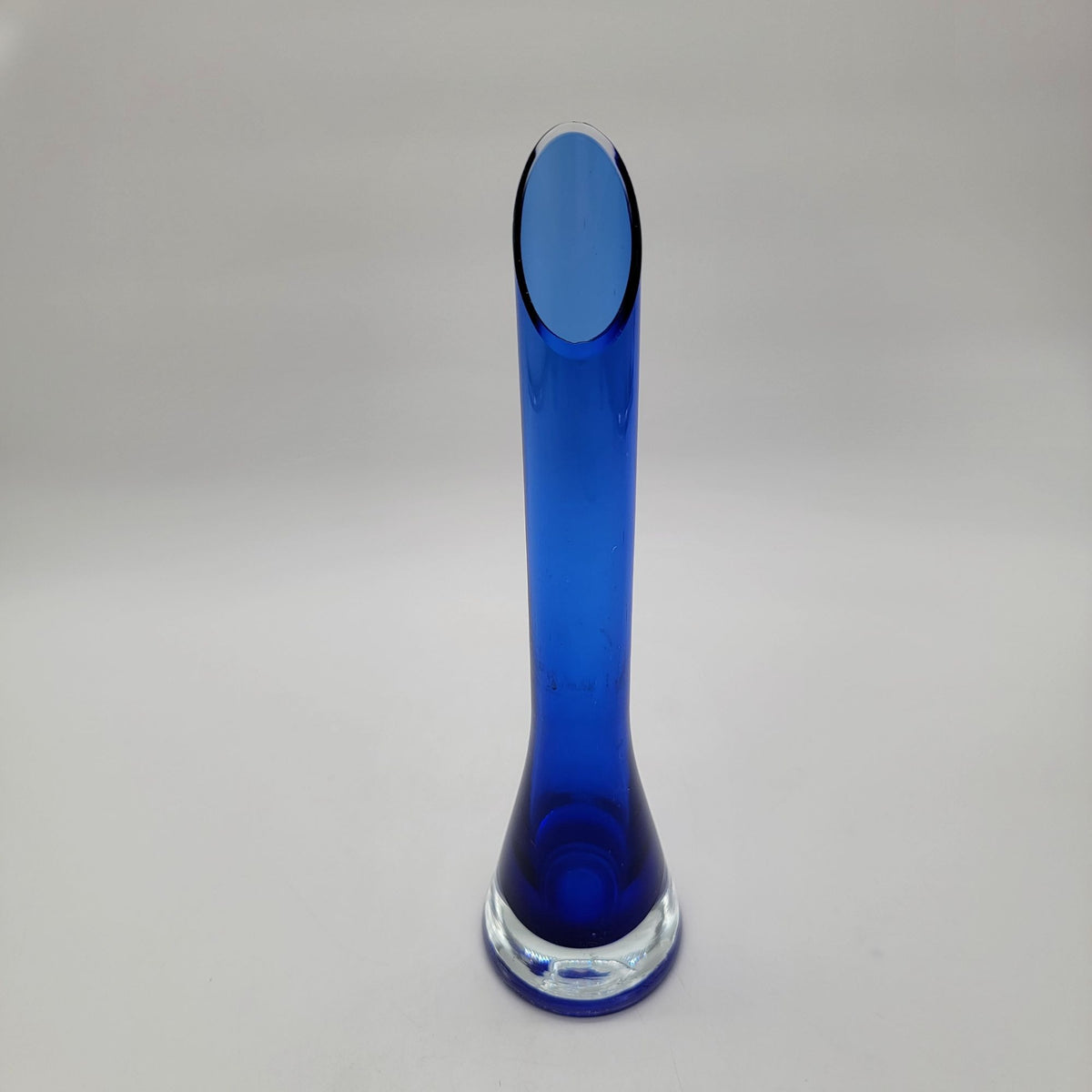 Vintage Polish Cobalt Blue Art Glass Vase with Controlled Bubble