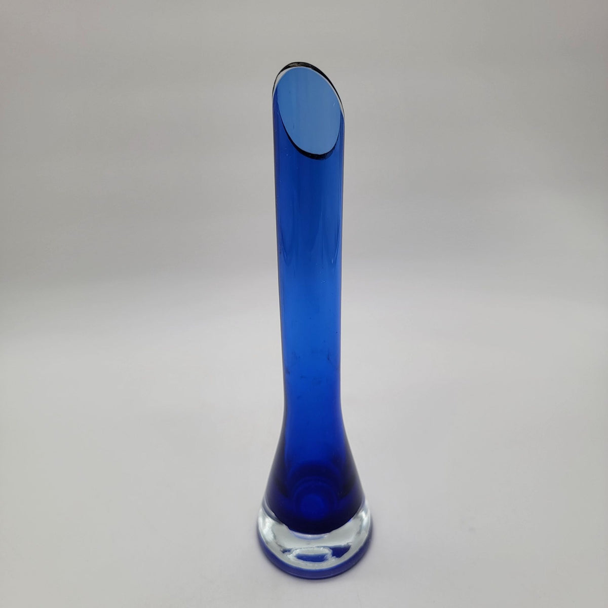 Vintage Polish Cobalt Blue Art Glass Vase with Controlled Bubble