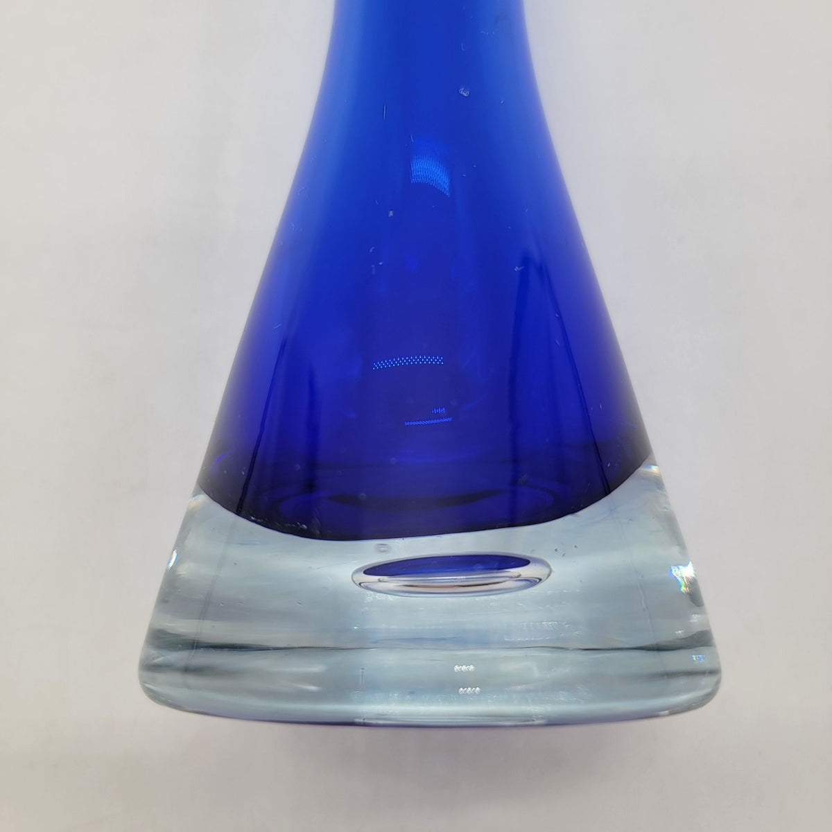 Vintage Polish Cobalt Blue Art Glass Vase with Controlled Bubble