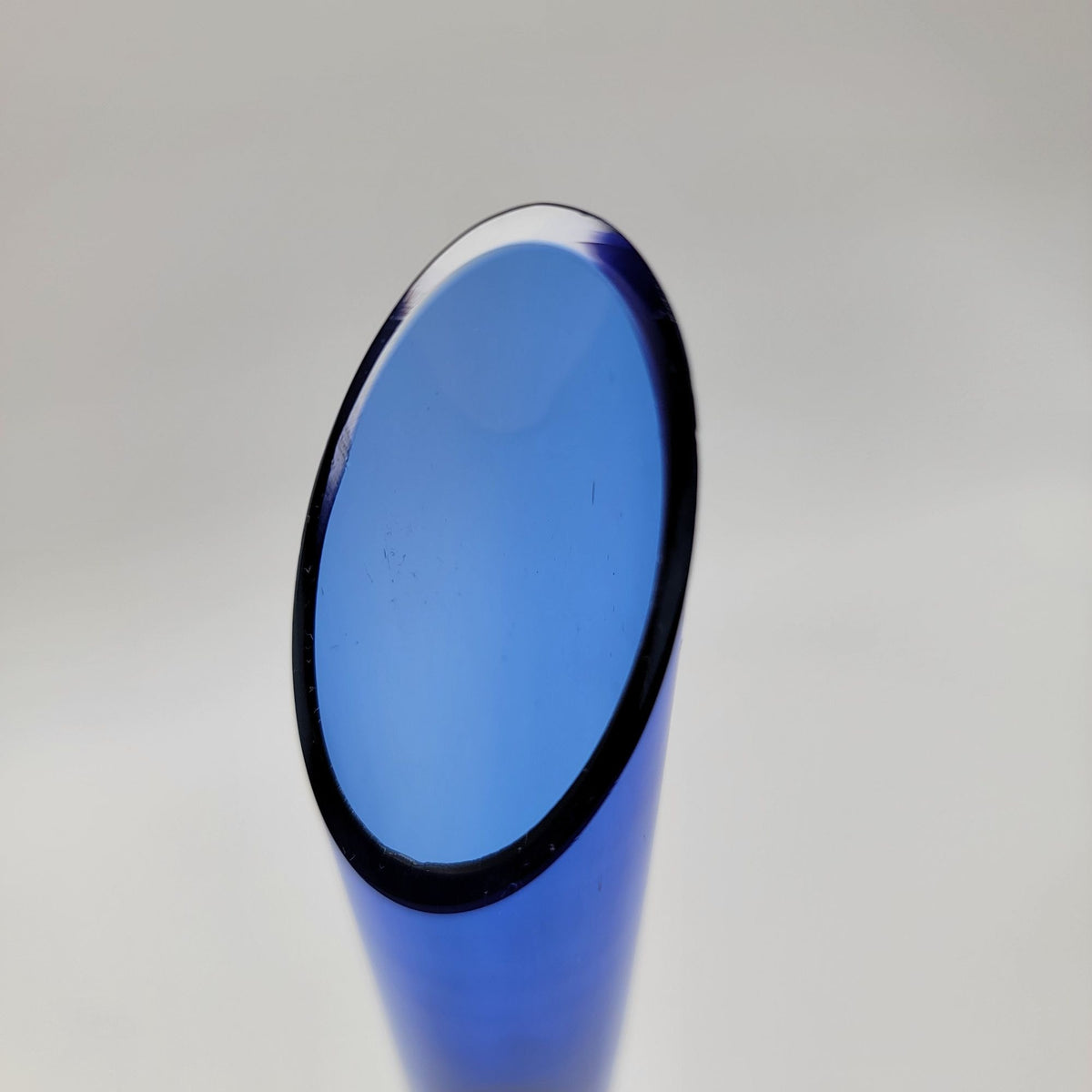 Vintage Polish Cobalt Blue Art Glass Vase with Controlled Bubble
