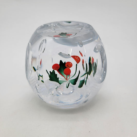 Caithness 2018 Limited Edition Holly & Berries Art Glass Paperweight