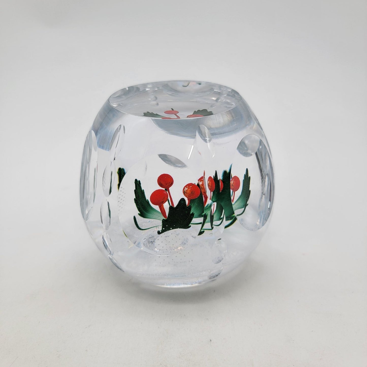 Caithness 2018 Limited Edition Holly & Berries Art Glass Paperweight