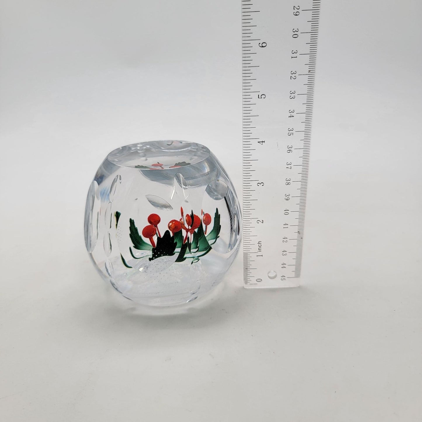 Caithness 2018 Limited Edition Holly & Berries Art Glass Paperweight