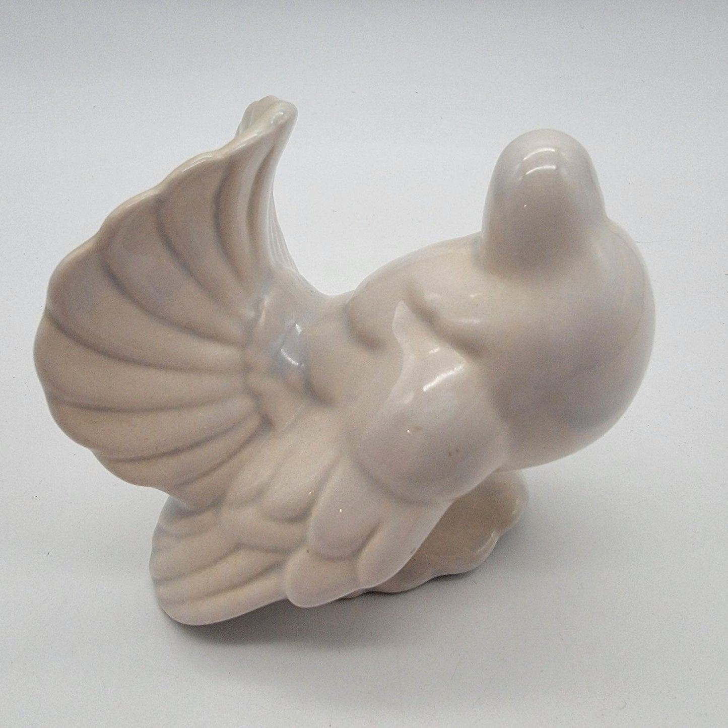 Vintage Fantail Dove White Pottery Figurine