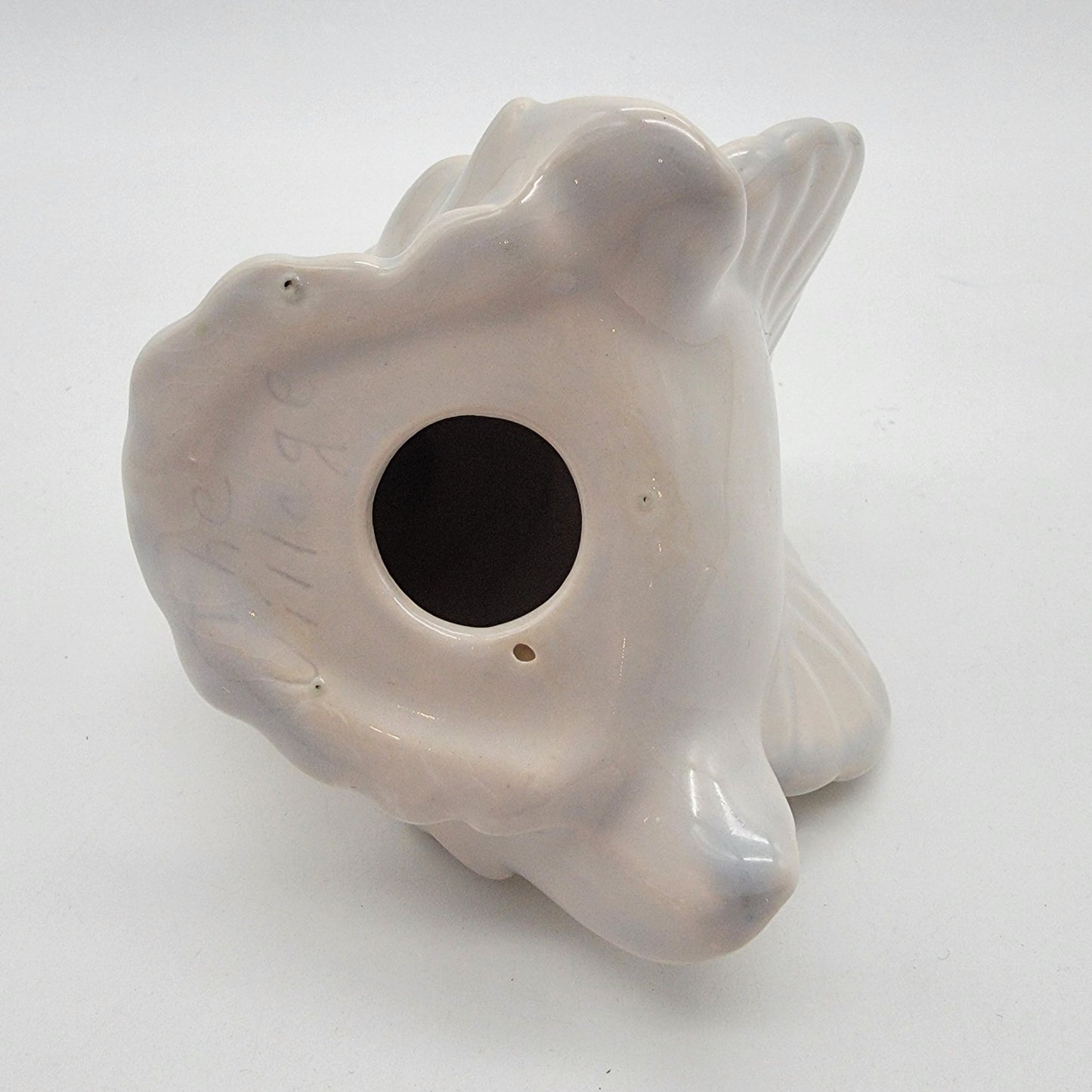 Vintage Fantail Dove White Pottery Figurine