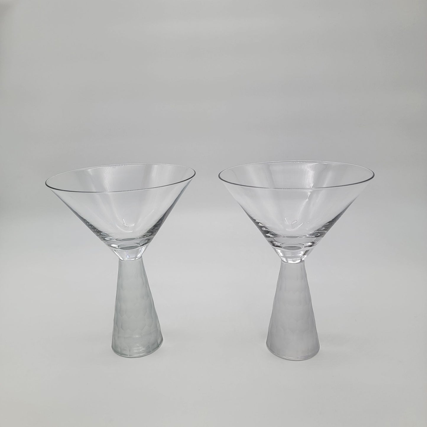 Pair of Artland Prescott Crystal Martini Glasses Frosted Stem