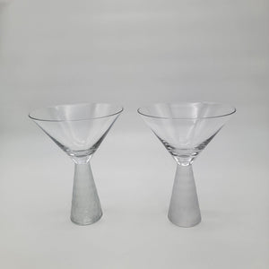 Pair of Artland Prescott Crystal Martini Glasses Frosted Stem