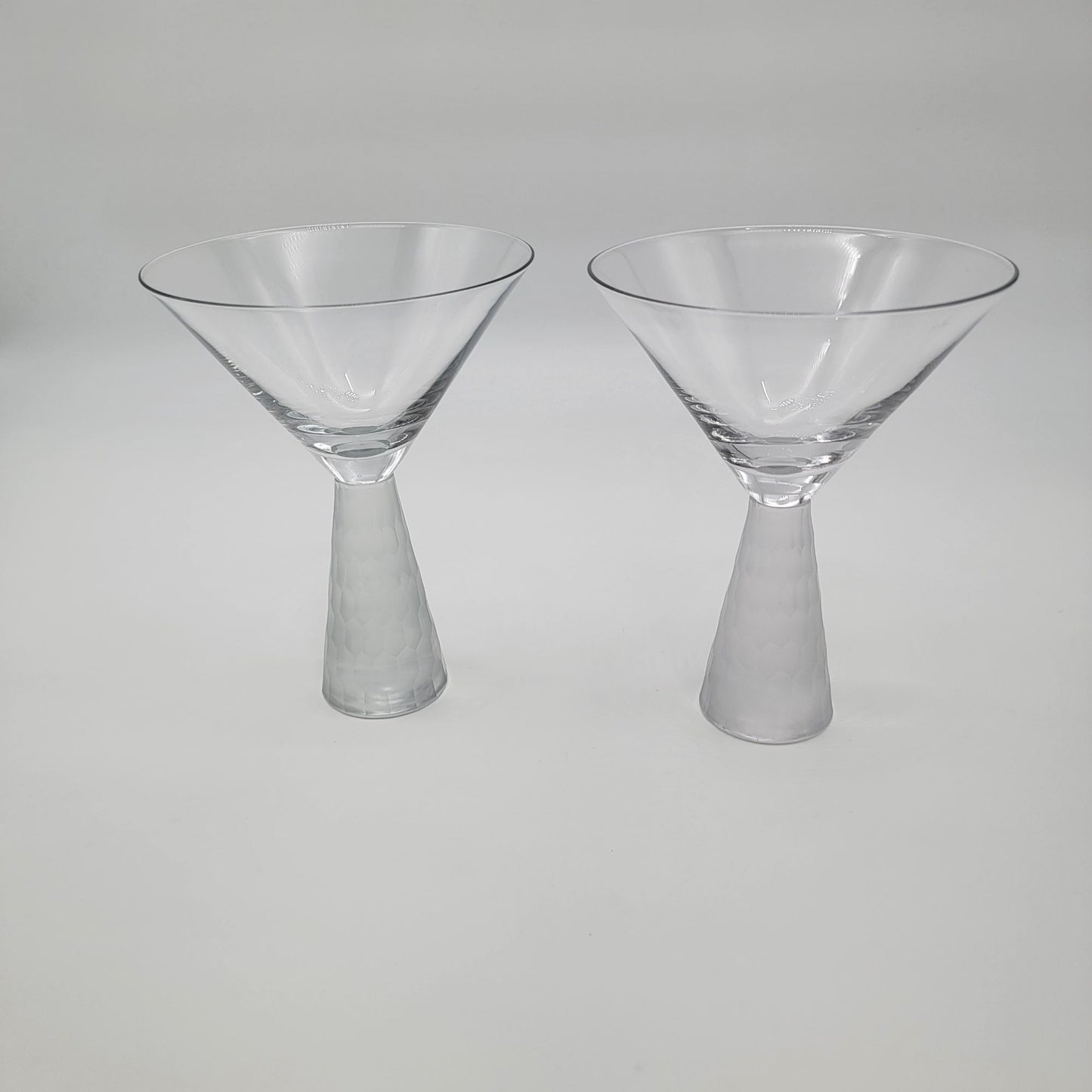 Pair of Artland Prescott Crystal Martini Glasses Frosted Stem