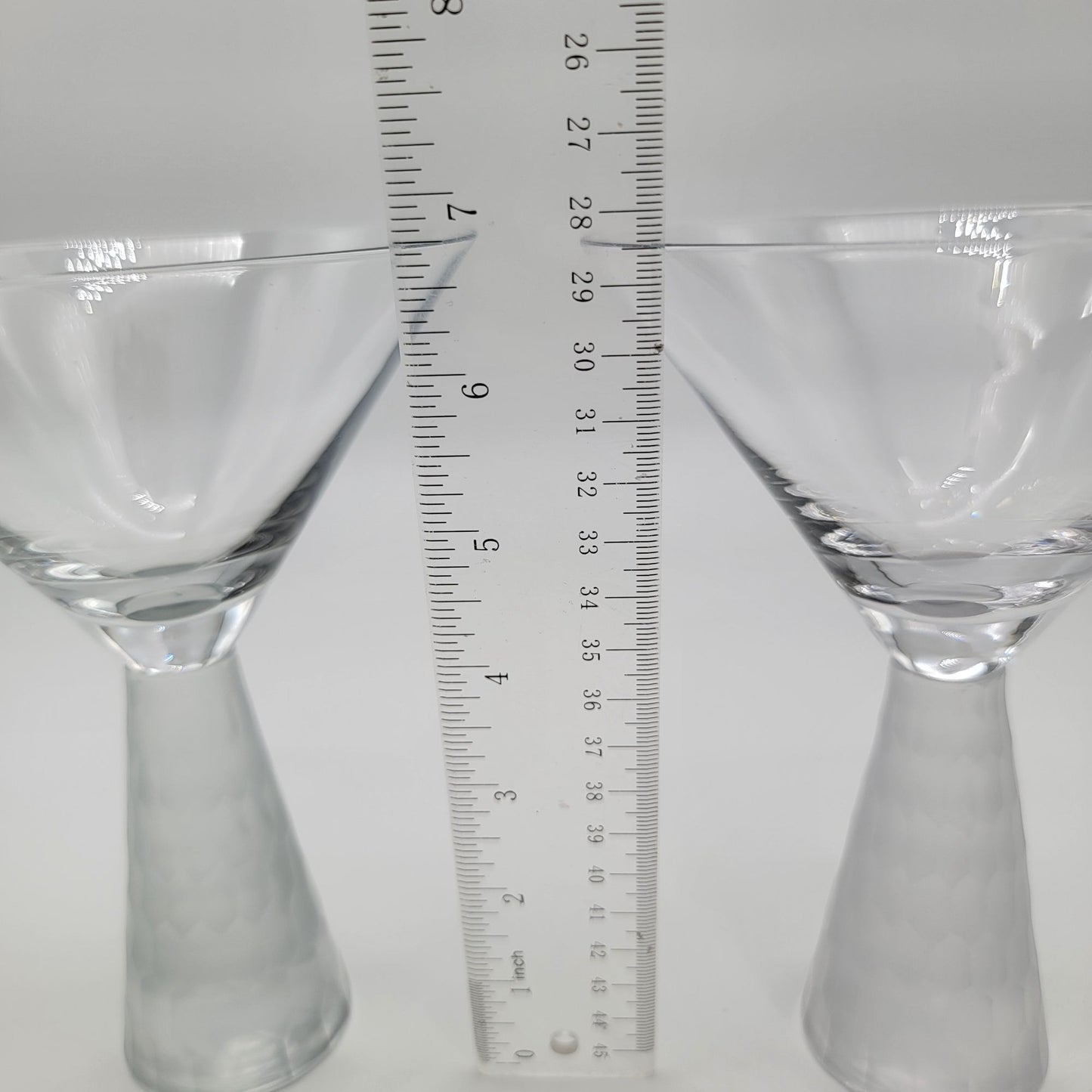 Pair of Artland Prescott Crystal Martini Glasses Frosted Stem