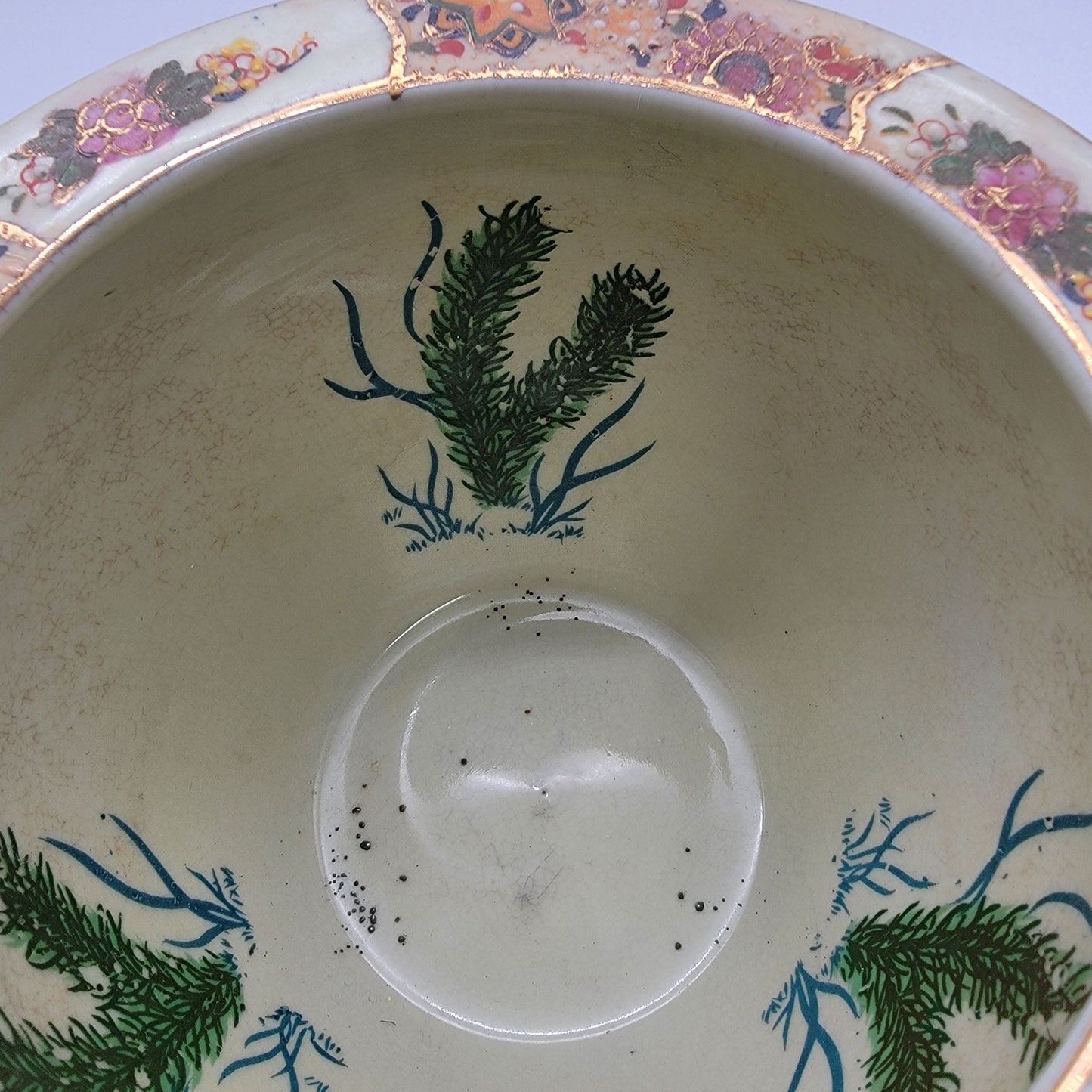 Vintage Satsuma Goldfish Planter Handpainted Geisha Scene