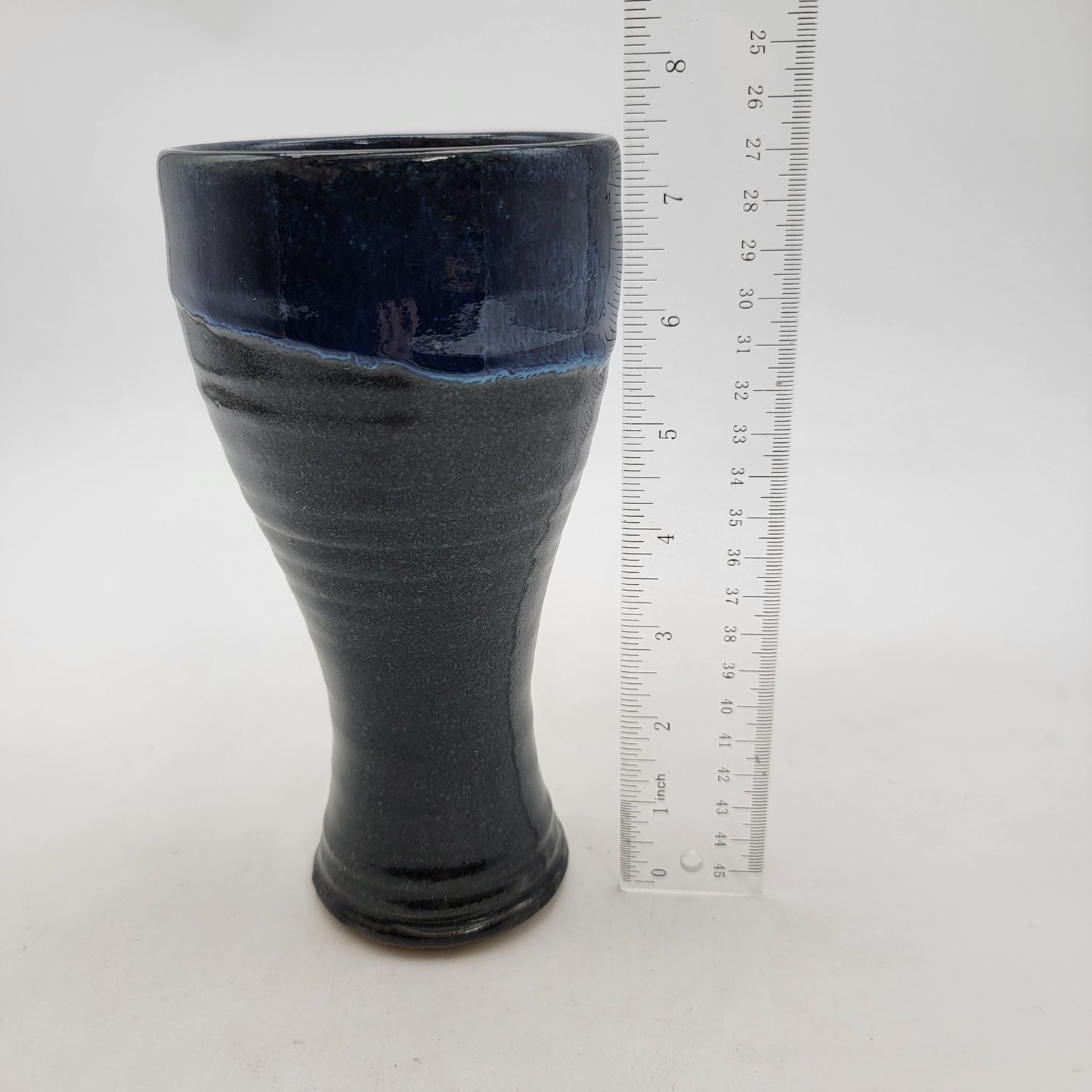 Blue & Black Drip Glaze Art Pottery Vase