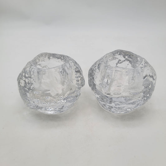 Kosta Boda Clear Glass Votive Candle Holders Pair