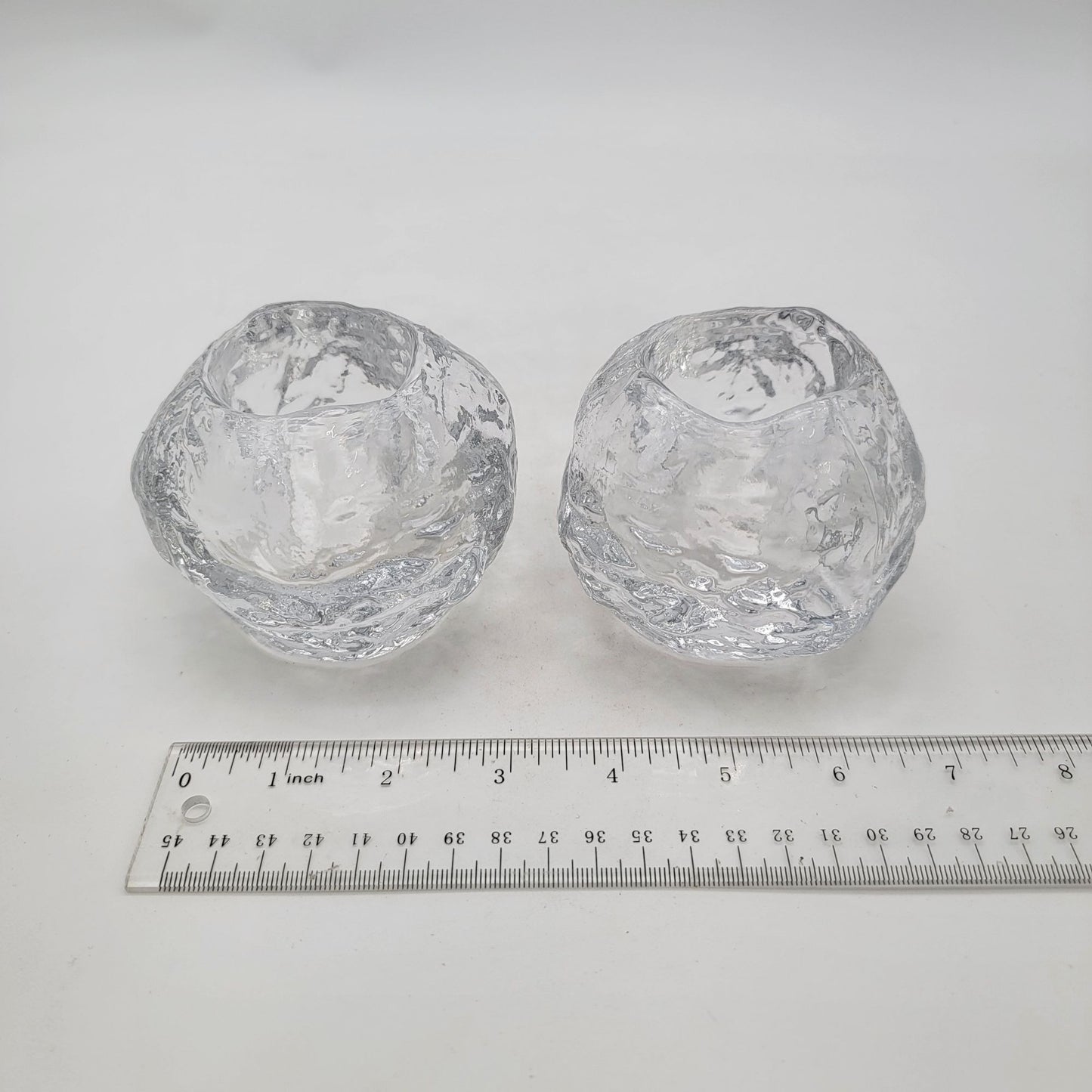 Kosta Boda Clear Glass Votive Candle Holders Pair