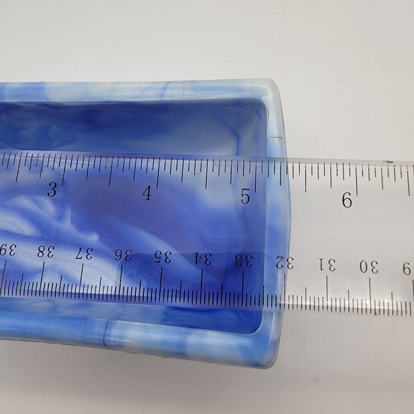 Vintage Akro Agate Slag Glass Daffodil Planter Blue Swirl  #657