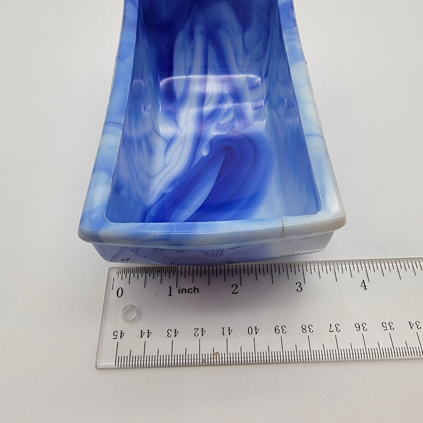 Vintage Akro Agate Slag Glass Daffodil Planter Blue Swirl  #657