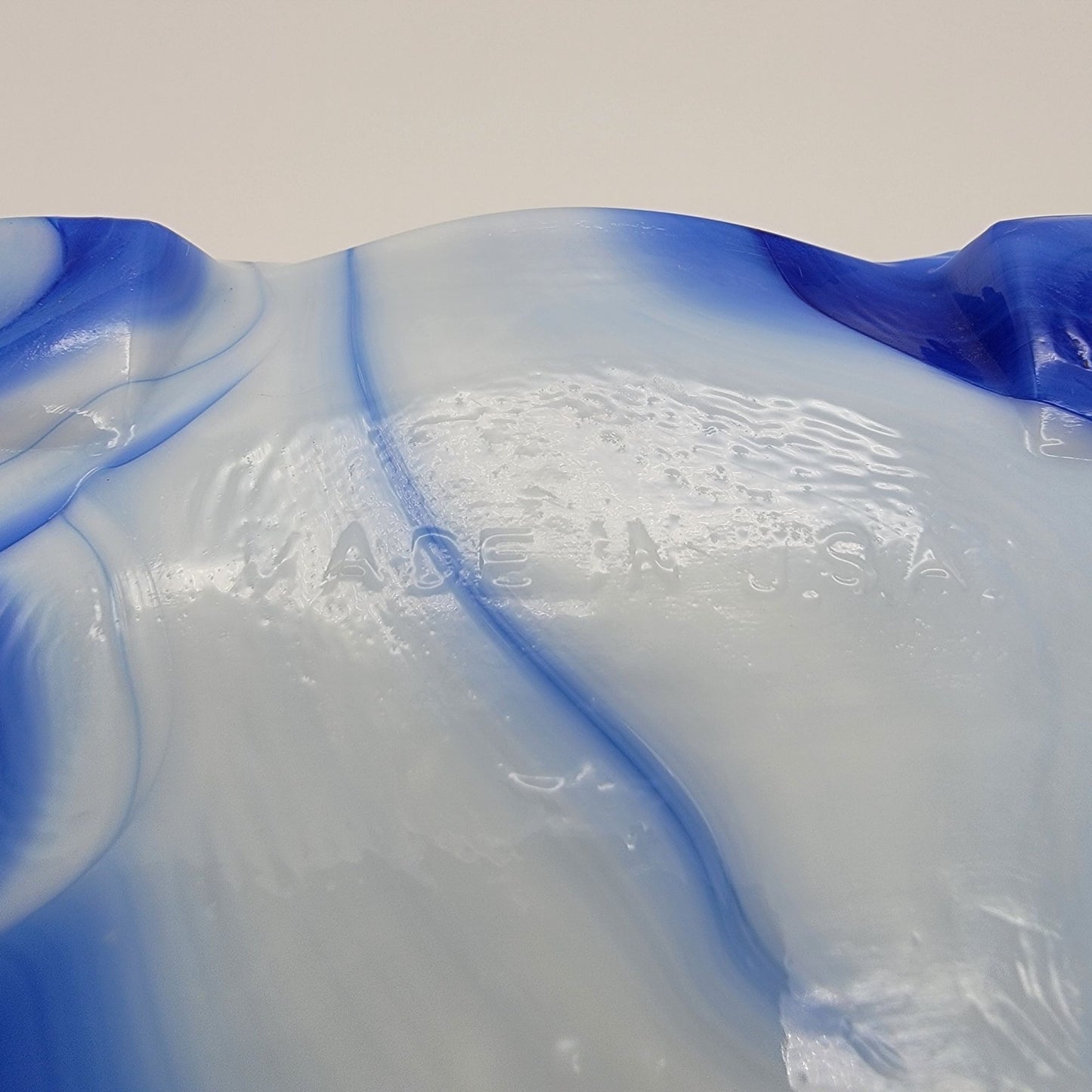 Vintage Akro Agate Slag Glass Daffodil Planter Blue Swirl  #657