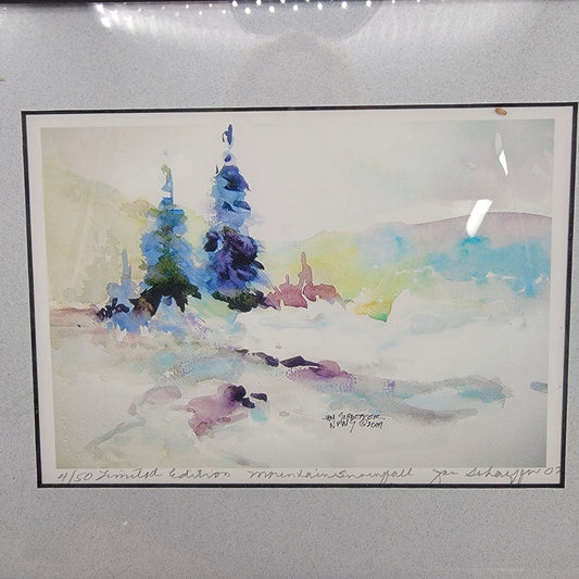Mountain Snowfall By Jan Schaeffer 4/50 Signed Vintage Limited Edition Watercolor Painting
