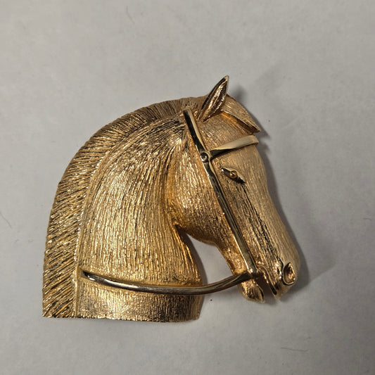 Large Signed Gay Boyer Horse Head Brooch