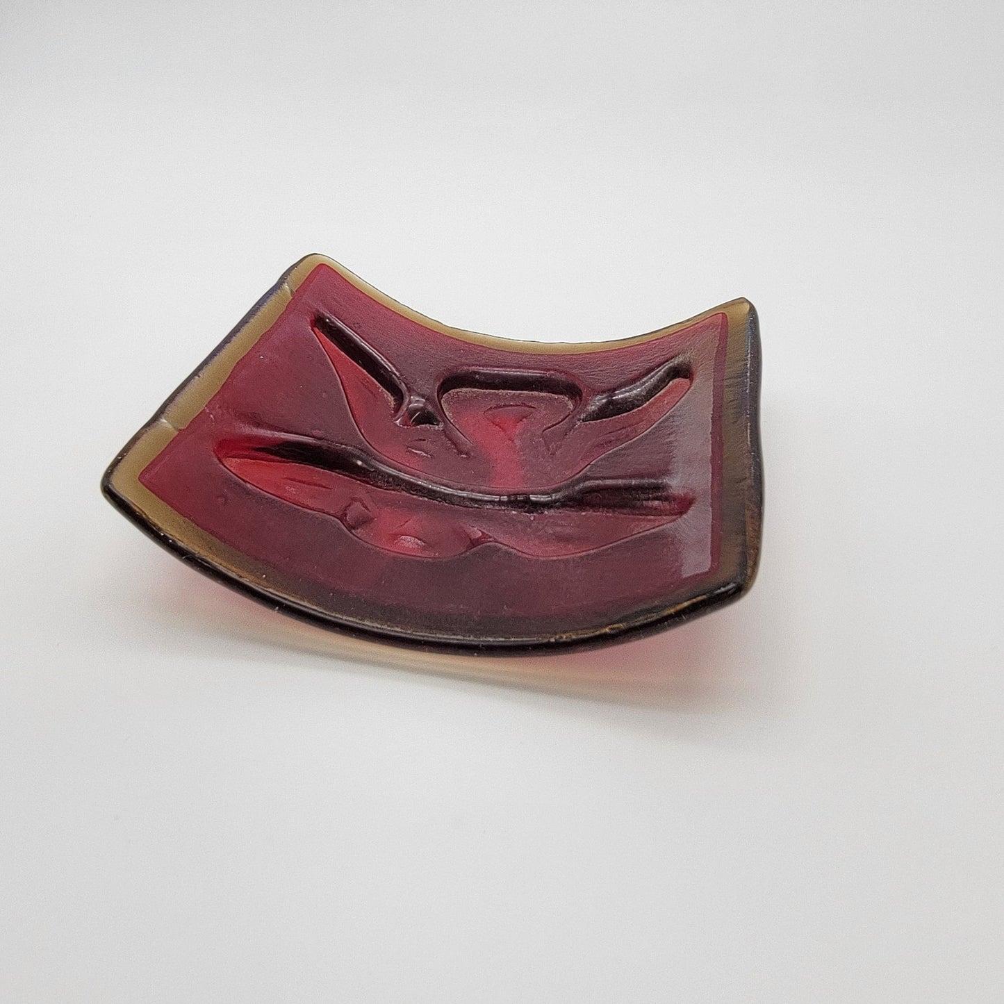 Vintage Amberina Glass Butterfly Curved Glass Panel