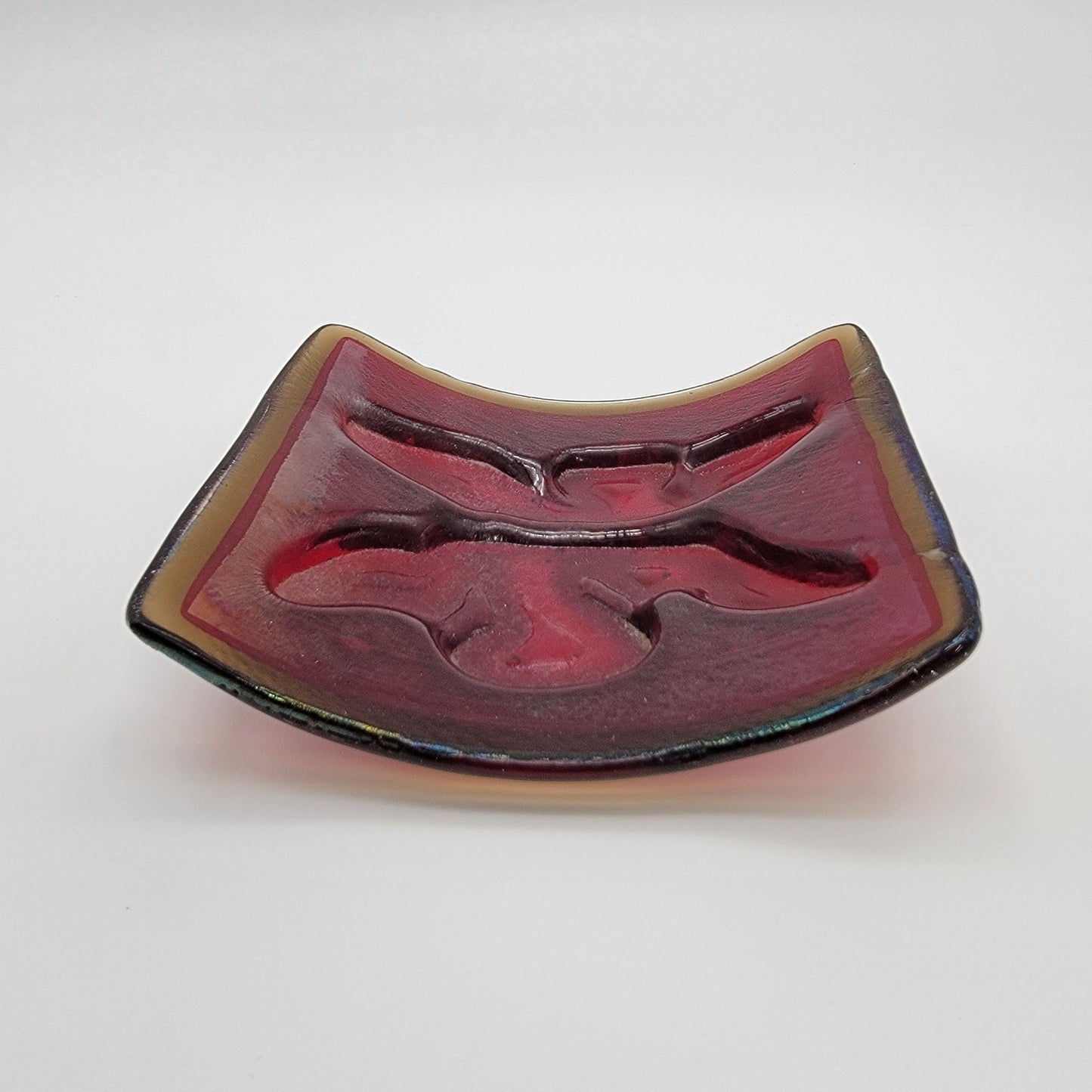 Vintage Amberina Glass Butterfly Curved Glass Panel