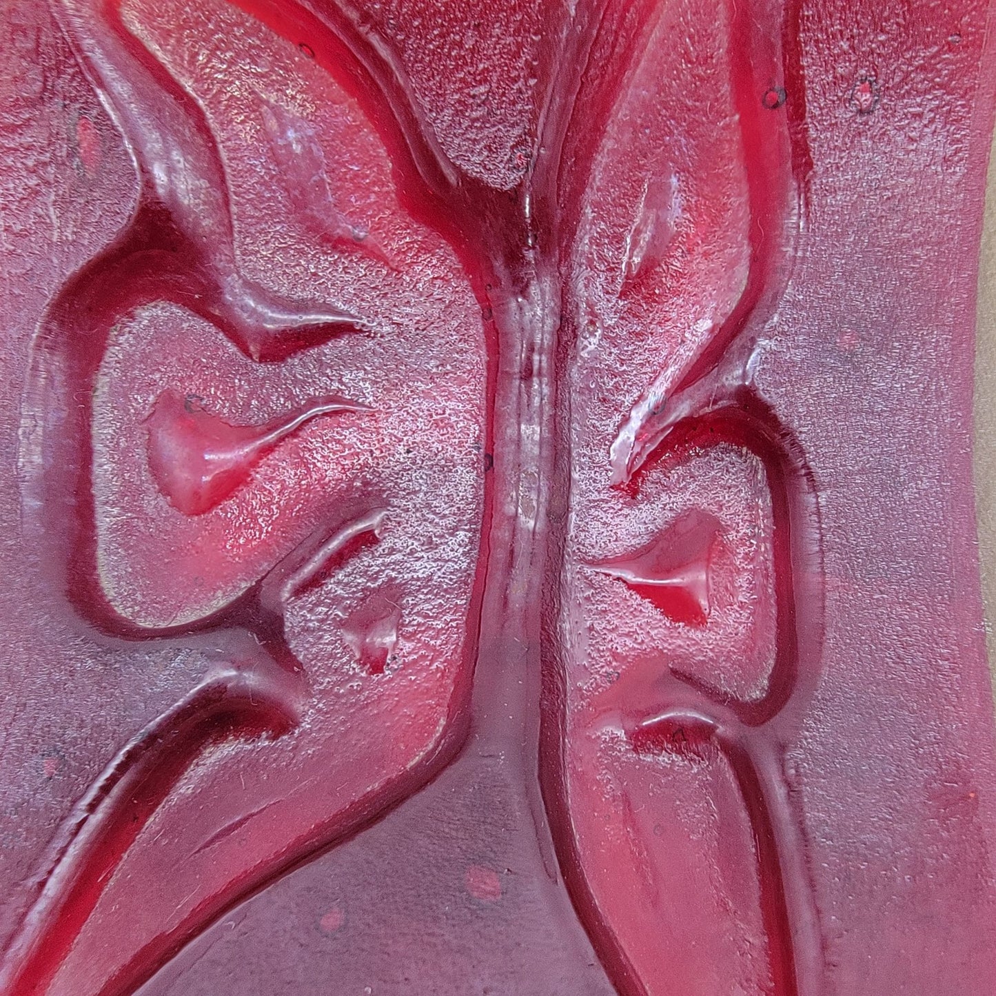 Vintage Amberina Glass Butterfly Curved Glass Panel