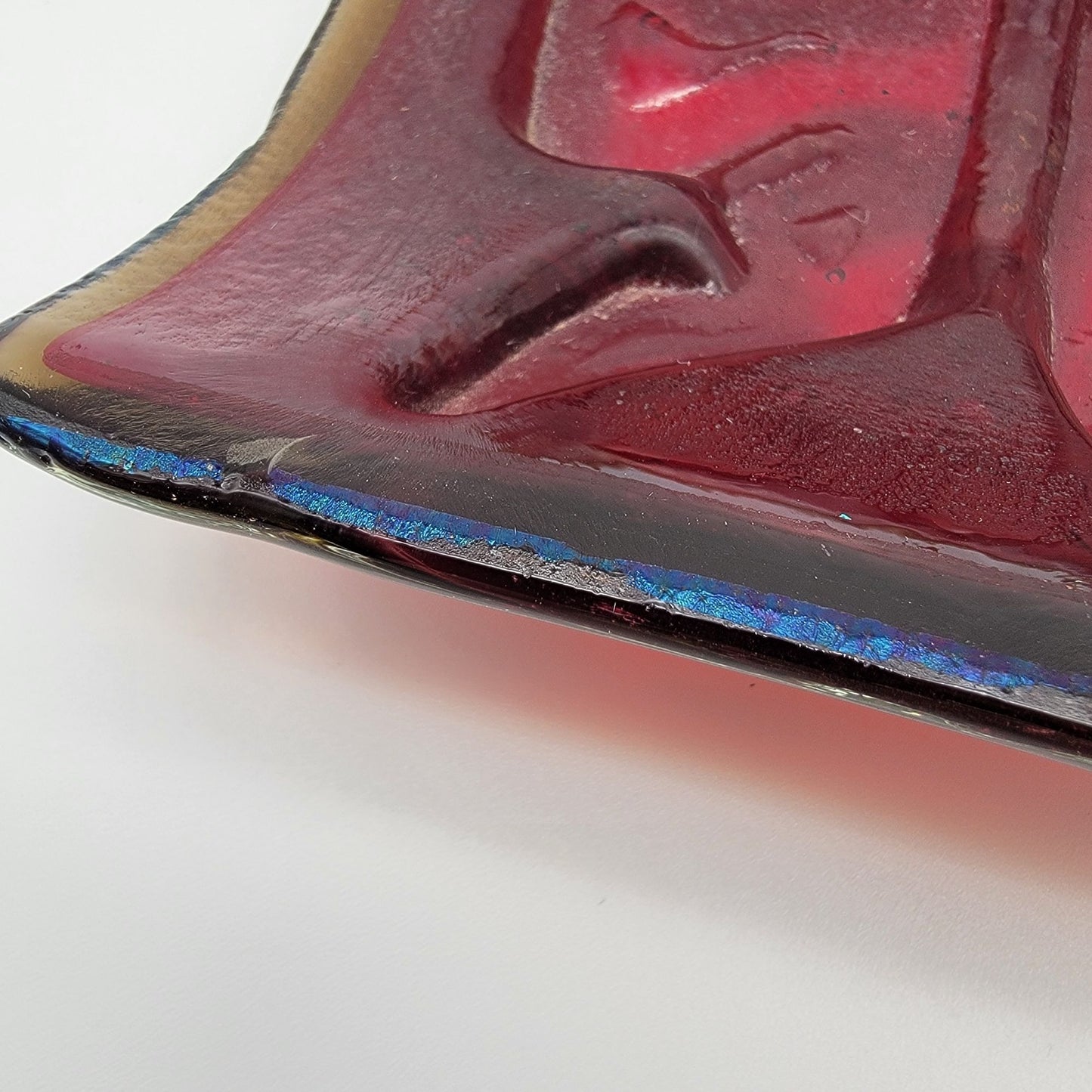 Vintage Amberina Glass Butterfly Curved Glass Panel