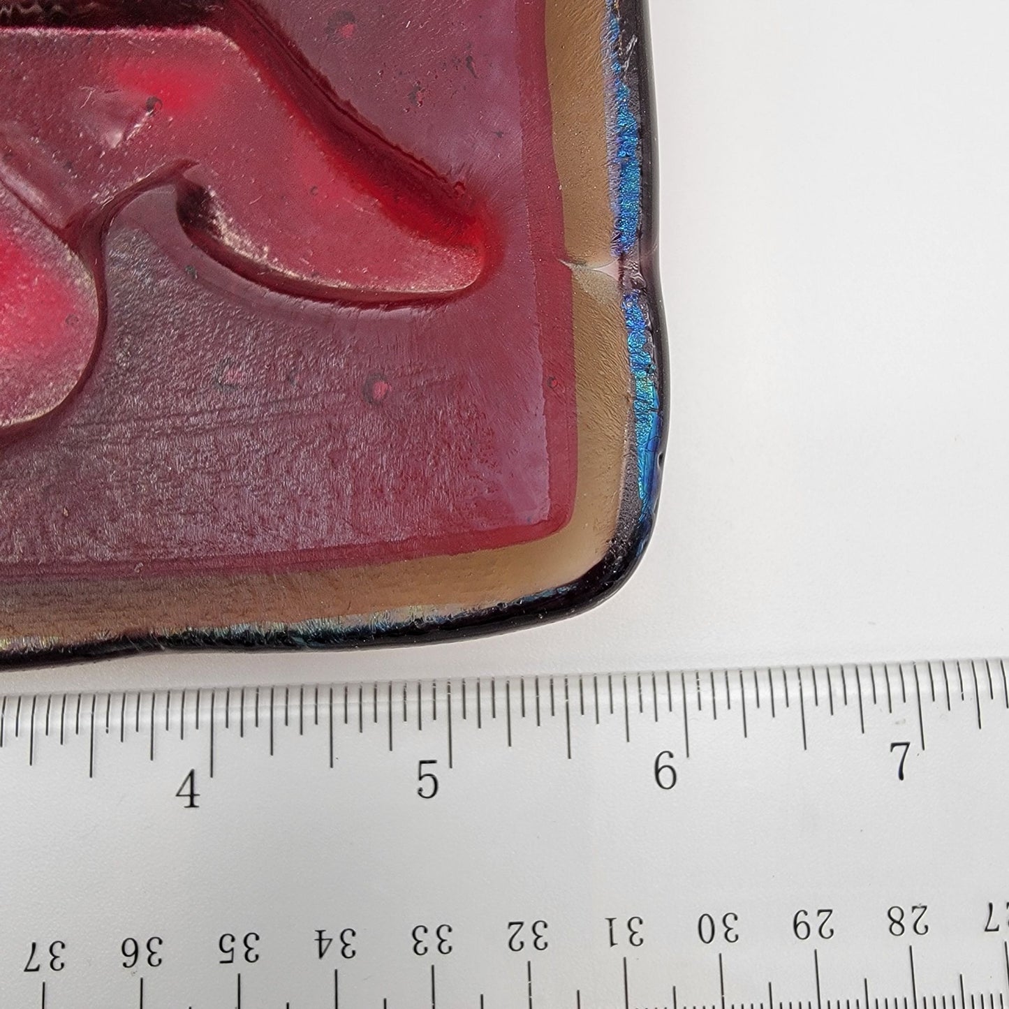 Vintage Amberina Glass Butterfly Curved Glass Panel