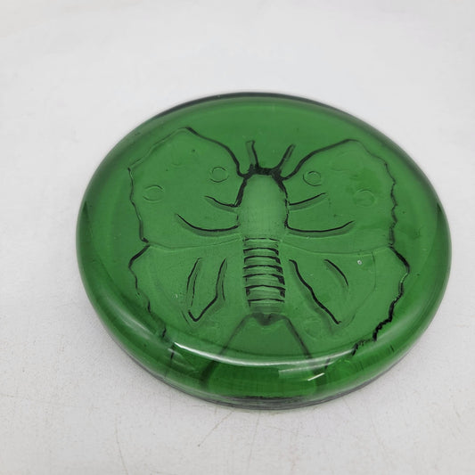 Blenko Green Glass Butterfly Paperweight